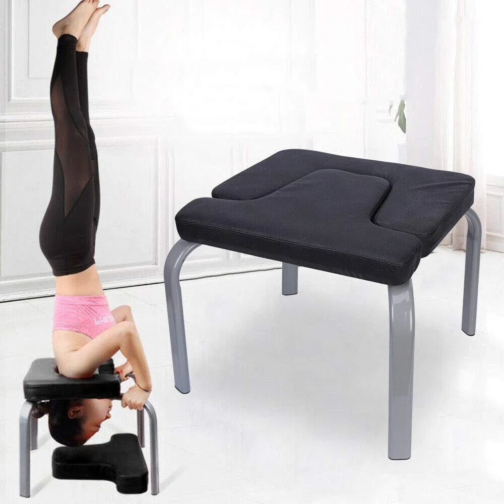 Yoga Kopfstandhocker Kopfstand Yogastuhl Yoga Trainingskopfständer Bank Yoga Poster Yoga Hocker Fitness Bench Zuhause Stuhl Fitness für Körper und Geist und Freizeit Schwarz