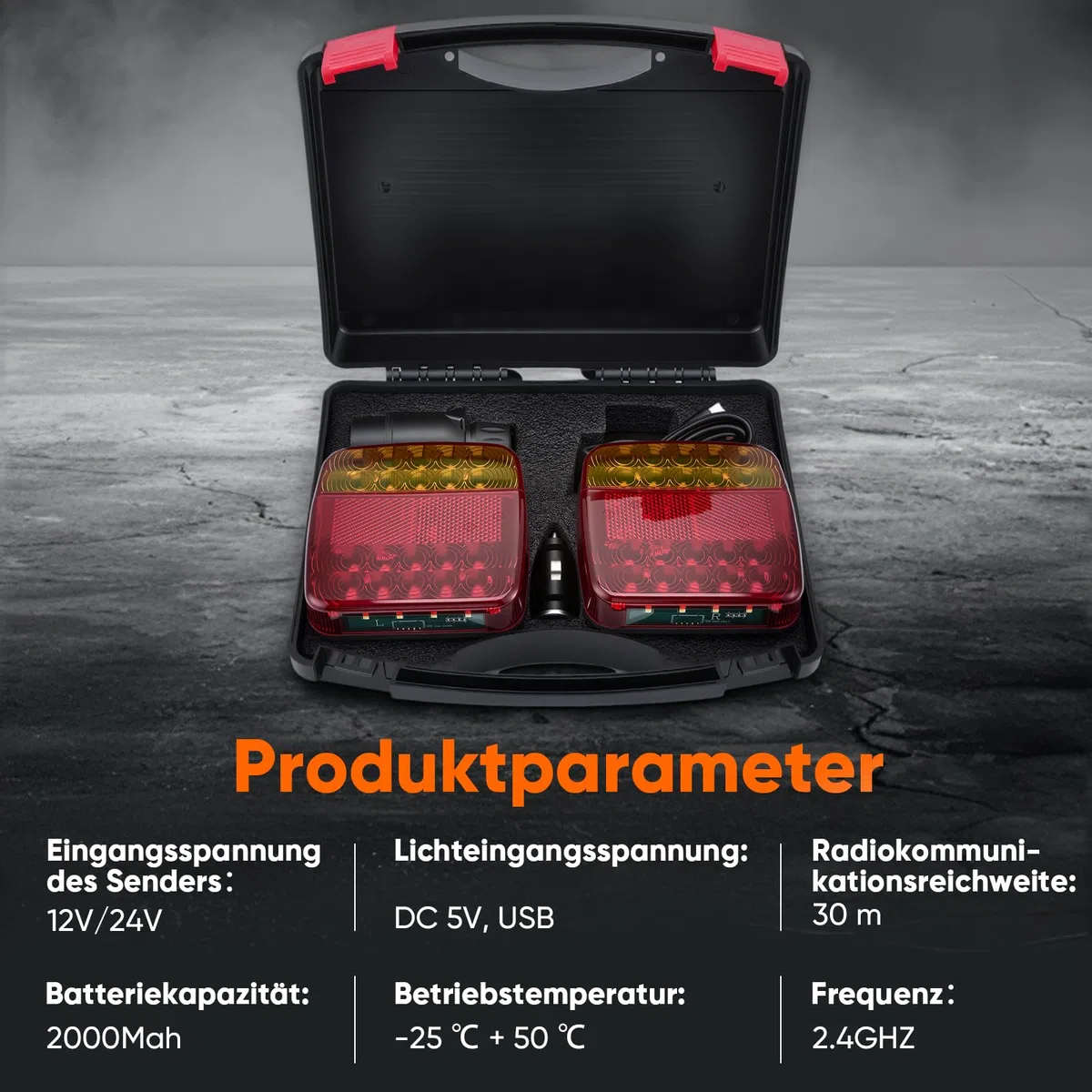 Kabellose LED Anhängerleuchten mit Magnet - 12/24V Drahtloses Rücklicht Set, Wasserdicht & Wiederaufladbar mit USB, Wohnwagen, LKW und Transporter