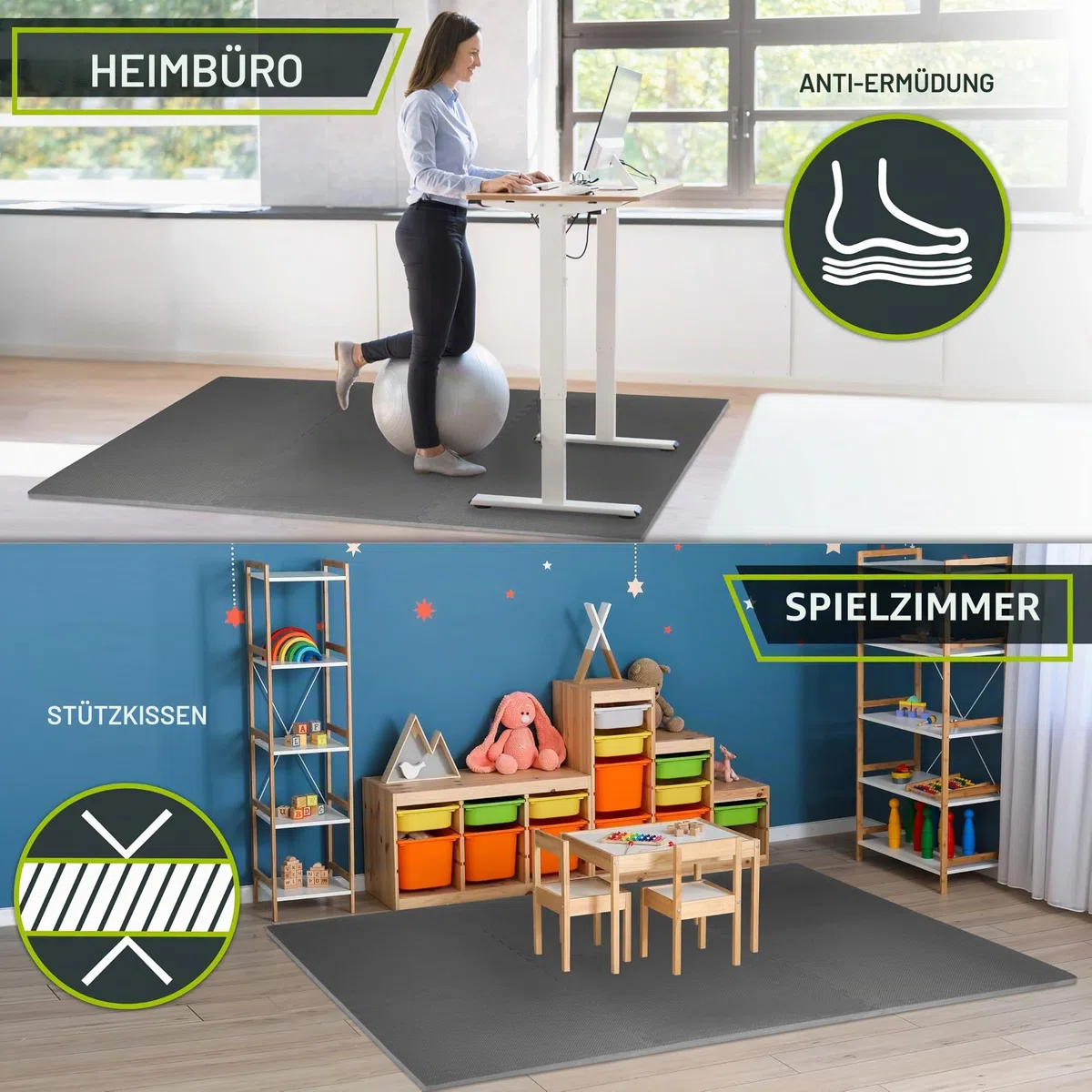 ProsourceFit extra Dicke Puzzle-Übungsmatte, Eva-Schaumstoff, ineinandergreifende Fliesen für schützende, gepolsterter Workout-Bodenbelag für Heim- und Fitnessgeräte