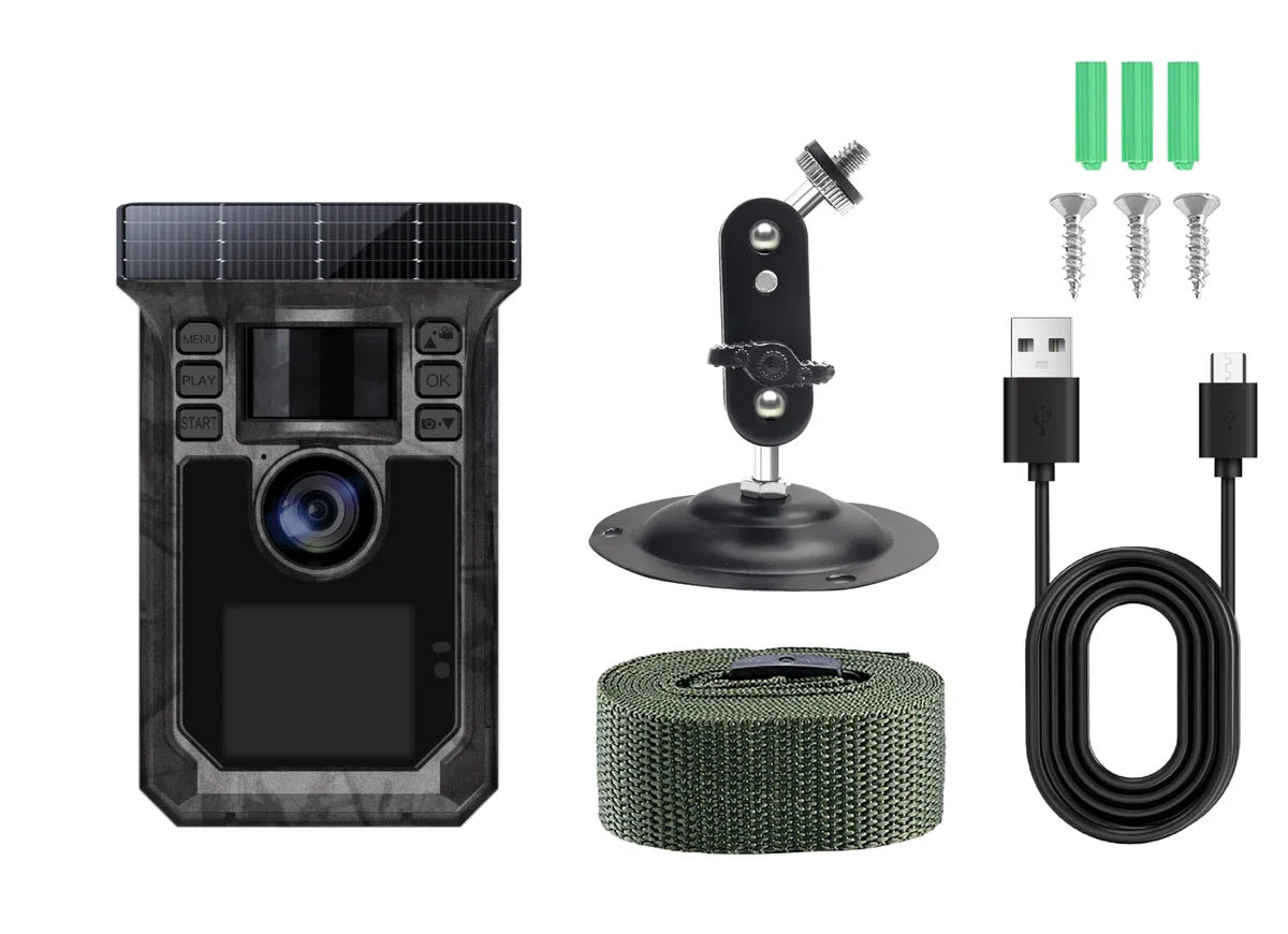 Technaxx Solar Wifi Wildcam TX-326 für Wildbeobachtung mit 1,77" Display, Nachtsicht, PIR-Bewegungssensor, IP65, SD-Kartenunterstützung (128GB), 0,4s Auslösegeschwindigkeit und FullHD Auflösung(1080p)
