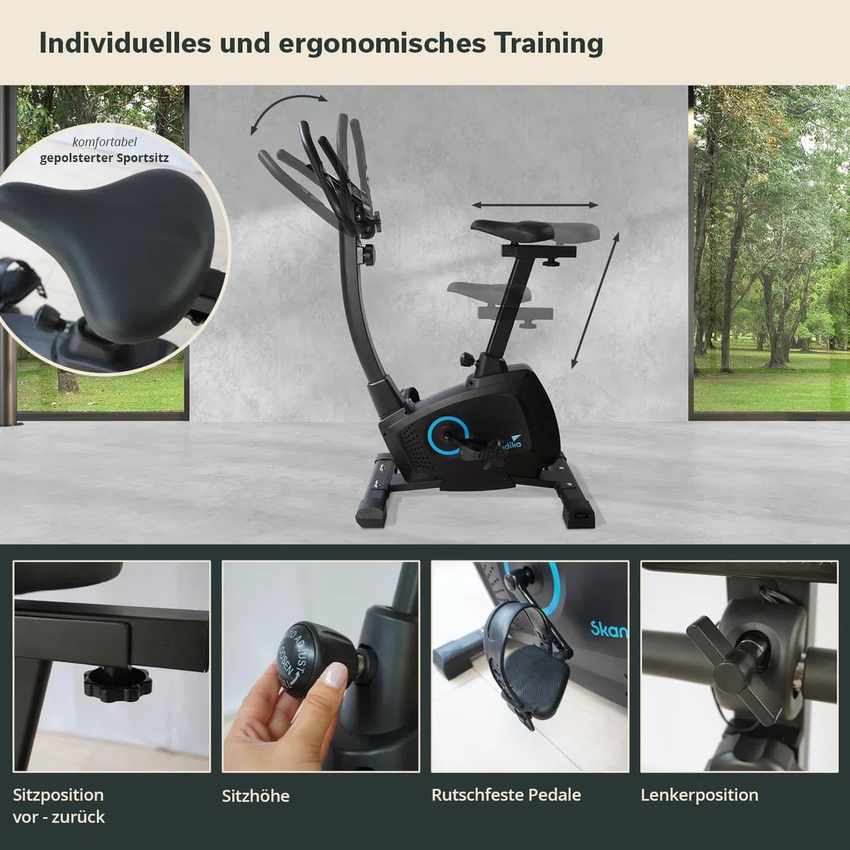 Skandika Heimtrainer Fahrrad Bragi/Cykling P6-H | Fitnessgeräte für zuhause, Fahrradergometer mit Magnetbremssystem, einstellbare Widerstandsstufen | Indoor Bike, Hometrainer, Fitness, Sport