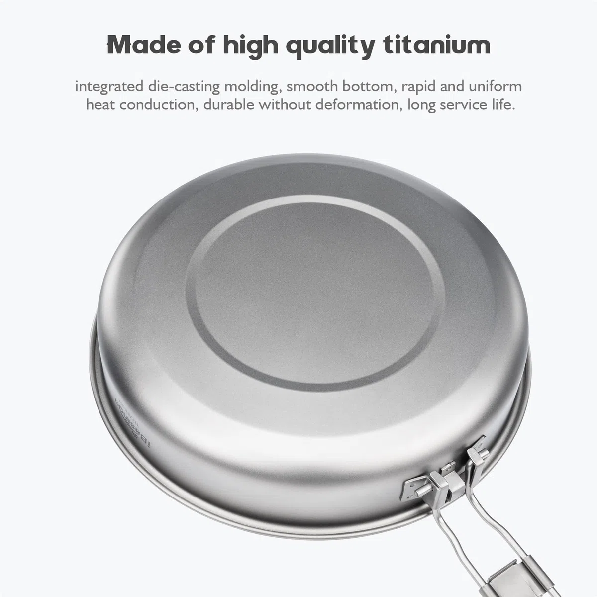 iBasingo 22 cm Camping Bratpfanne 1500ml Titan Antihaft Pfanne mit Klappgriff Tragbar Leichtes Kleine Teller Griddle Wandern Skillet Outdoor Backpacking Kochgeschirr für Gebratenes Ei Steak Ti2070C