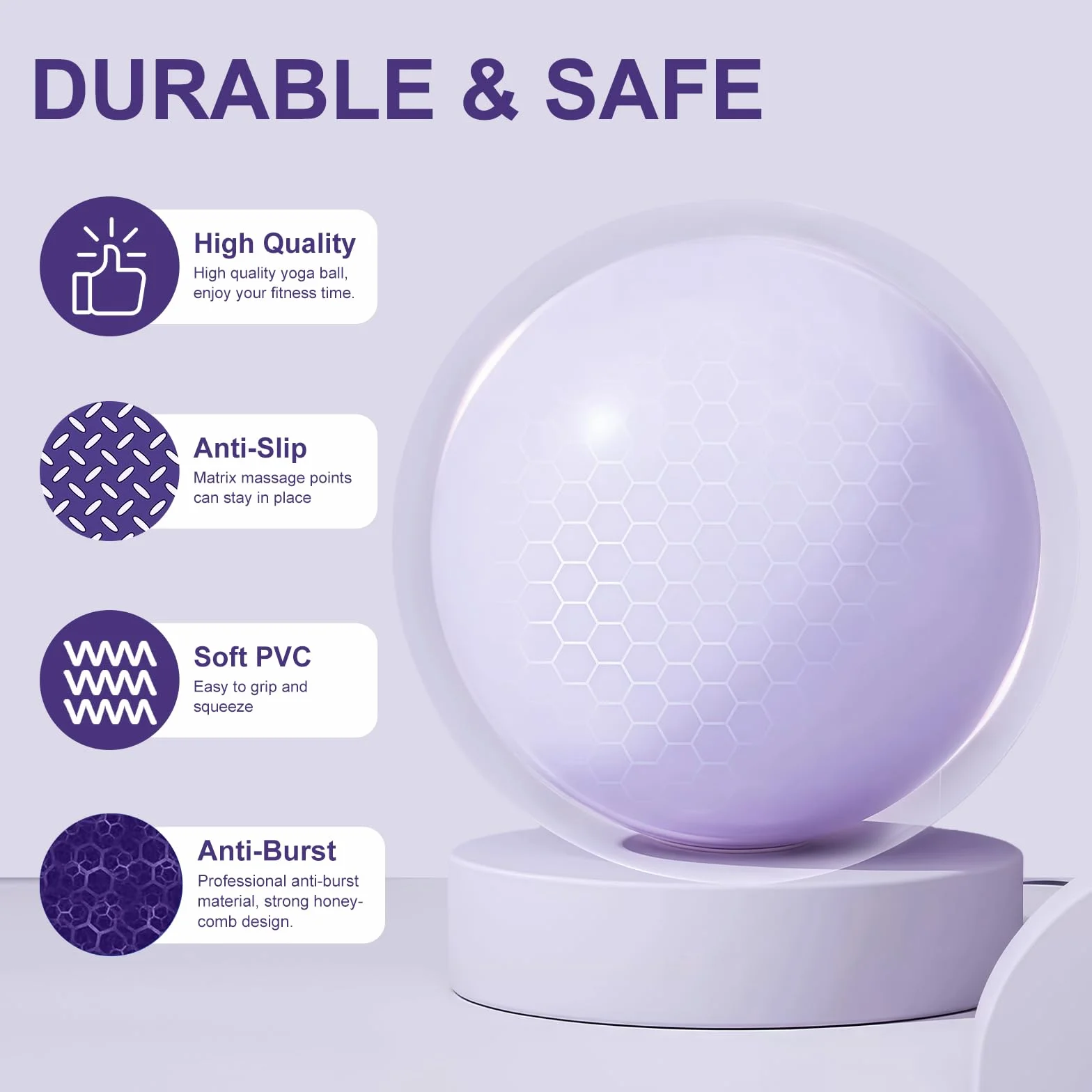 flintronic Gymnastikball, 55 und 65 cm, Ultra-Dicker Anti-Explosions-Yoga-Ball mit aufblasbarer Fußpumpe, Anti-Rutsch-Sitzbal, Robuster Maximalbelastbarkeit Fitness-Ball für Fitness, Yoga, Pilates