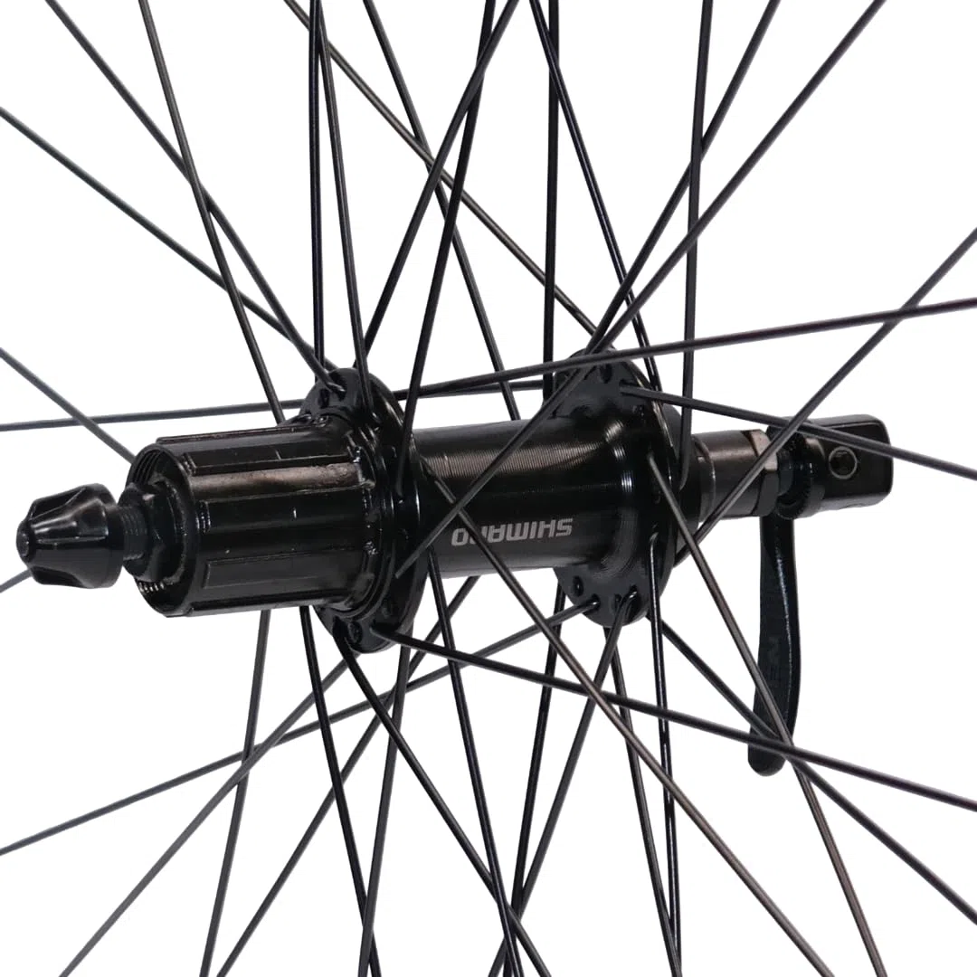Vuelta Fahrradfelge Hinterrad 20-28 Zoll Schwarz inkl. Tourney FH-TX500 Cut 19-8/9-fach, V-Brakes/Felgenbremse -Made in Germany, Hohlkammer-Felgen
