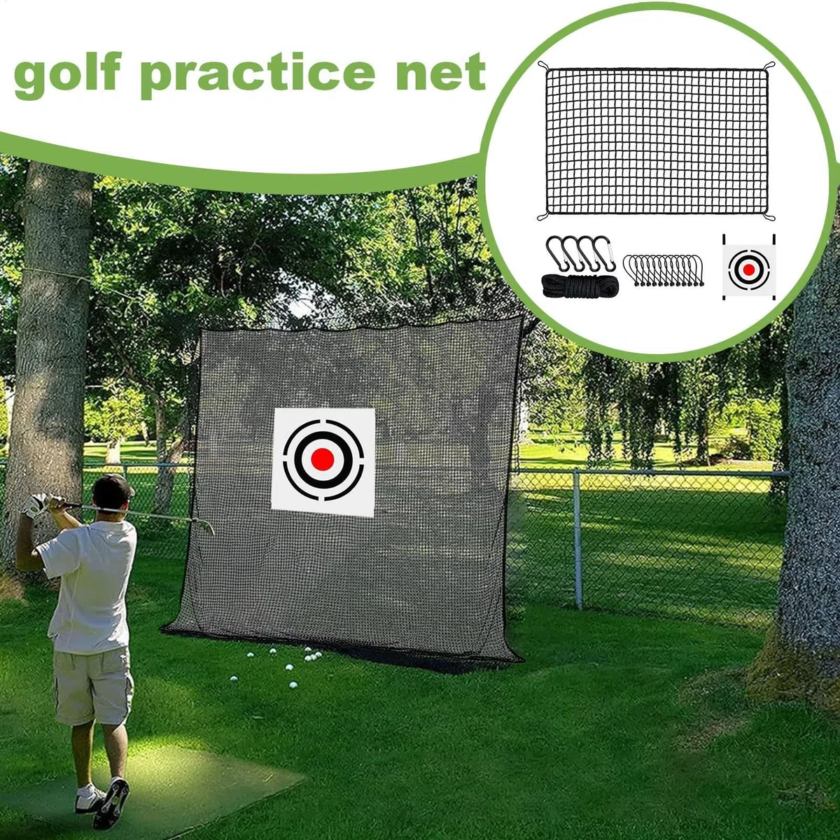 Golf Übungsnetz, 2x2m/2x /3X Golfnetz mit Zieltuch, tragbares Golfnetz Outdoor -Indoor -Sportbarriere -Netz für Golf, Hockey, Baseball