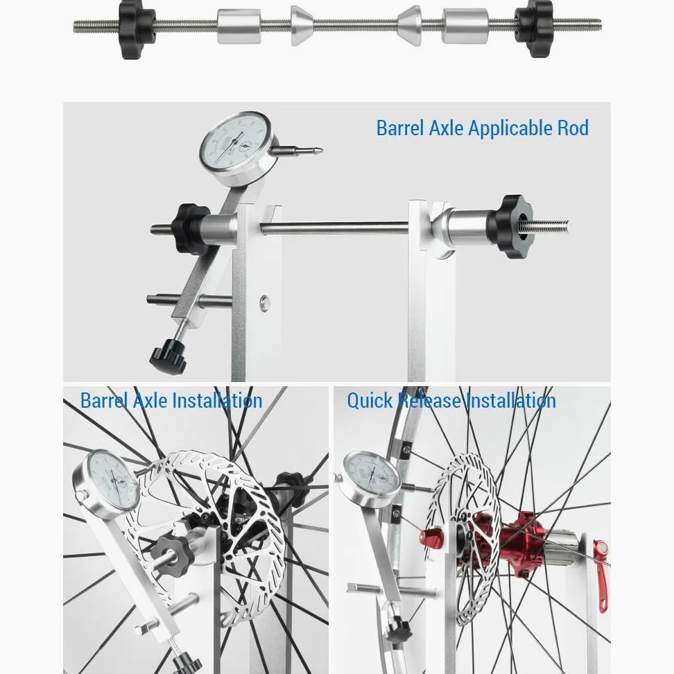 Fahrrad-Rad-Zentrierständer,Fahrrad-Rad-Ausrichtungs-Reparaturwerkzeug mit Messuhr für Schnellspanner und Steckachse,Fahrrad-Radausrichtungswerkzeug