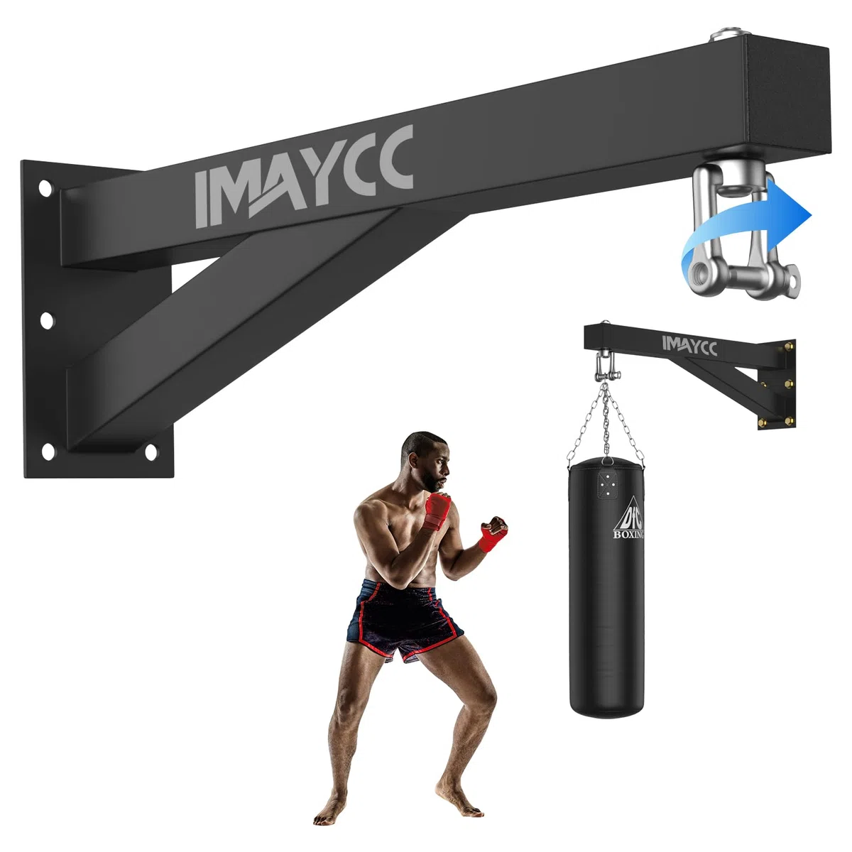 IMAYCC Neu Boxsack Halterung, Hochbelastbare Boxsack Wandhalterung, Strapazierfähige Konstruktion für Zuhause oder Fitnessstudio, Geeignet für Kickboxingsack, MMA-Säcken usw. Punch Bag Wall Mount