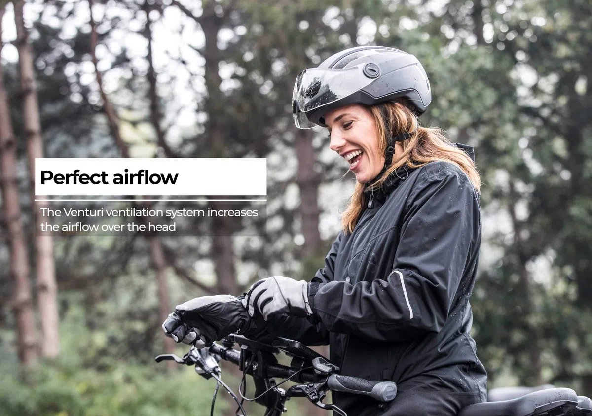 BBB Cycling Fahrradhelm Indra speed 45 Faceshield Urban + E-bike Safety Superleichter Verstellbarer Integrale Helm Venturi System BHE-56f