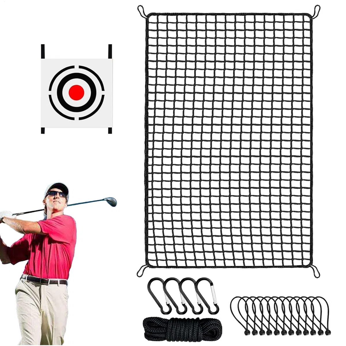 Golf Übungsnetz, 2x2m/2x /3X Golfnetz mit Zieltuch, tragbares Golfnetz Outdoor -Indoor -Sportbarriere -Netz für Golf, Hockey, Baseball