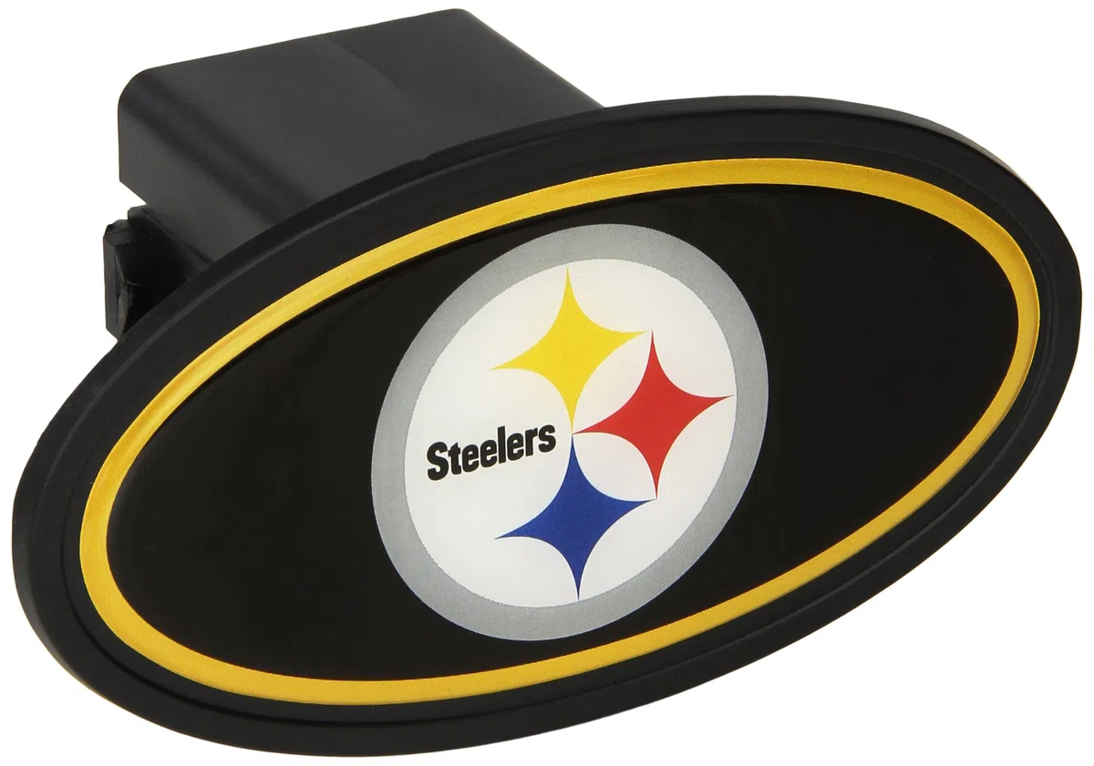 NFL Pittsburgh Steelers Kunststoff-Logo Kupplungsabdeckung, Klasse III | Lässt sich einrasten, passend für Kupplungsempfänger der Klasse III