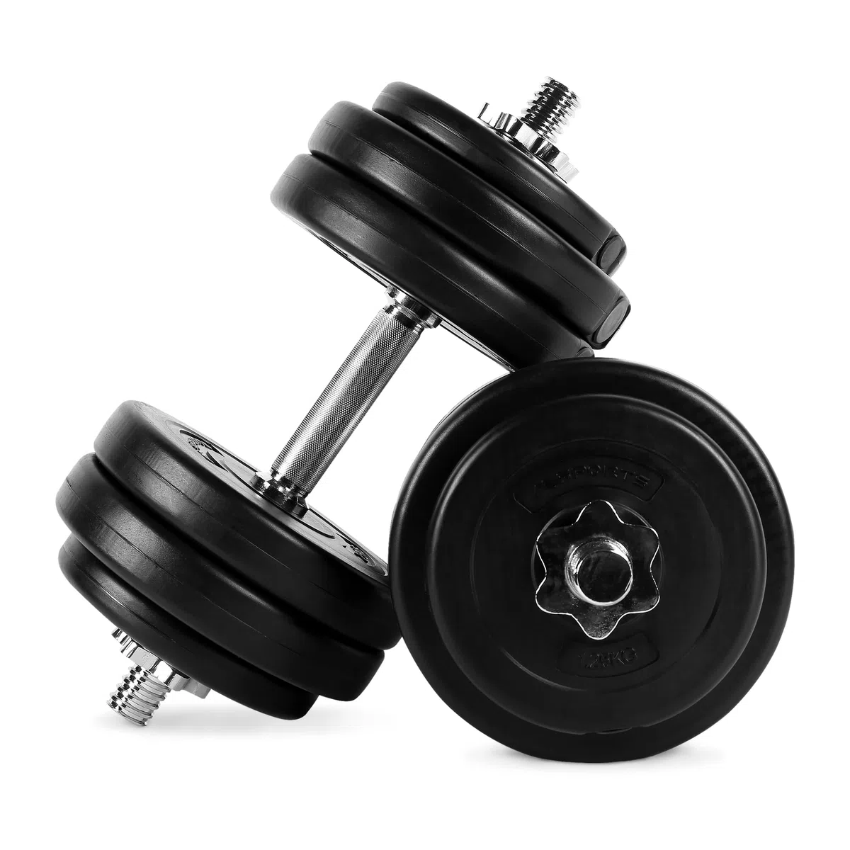 MSPORTS Hantelset Premium - Hantelstange + Hantelscheiben & Sternverschlüsse – verstellbare Langhantel/Kurzhantel Kombination für Home-Gym & Krafttraining