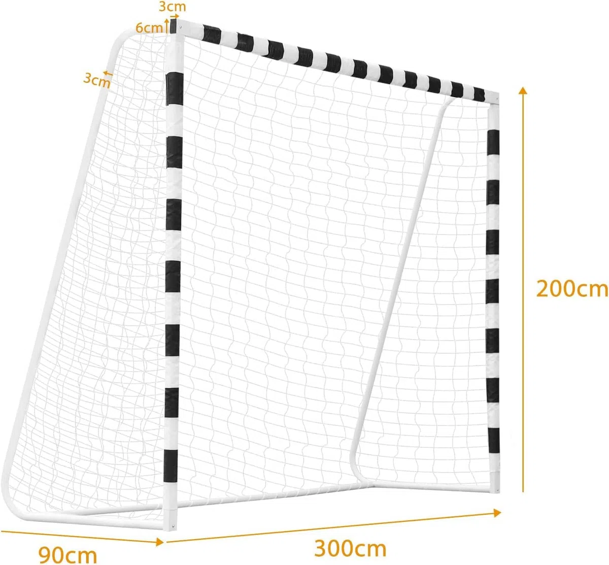3m x 2m Futsal-Fußballtor | Standardgröße für Garten & Kleinfeld | Extrem stabiles Fußballtor mit Schnellaufbau-System | Wetterfestes 2mm HDPE-Netz