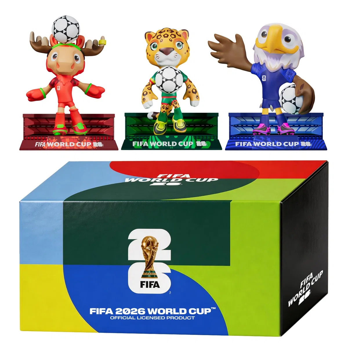 Sanyetral FIFA World Cup 2026 3PCS Maskottchenfiguren für Erwachsene, Mehrfarbig, beinhaltet Clutch, Zayu, Maple,Court-Set A (6 cm)