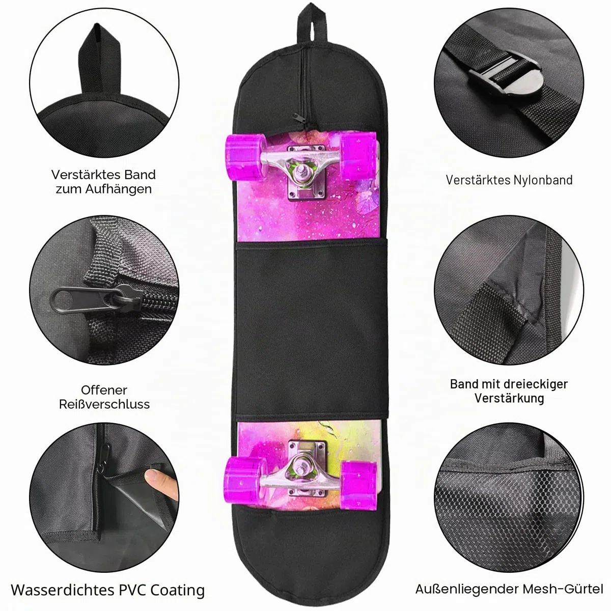 Longboard-Schutzhülle, Skateboard-Tasche, Transporttasche, Longboard, Rollen, Skateboard-Tasche, Longboardhülle, geeignet für Skateboards unter 31,4 Zoll