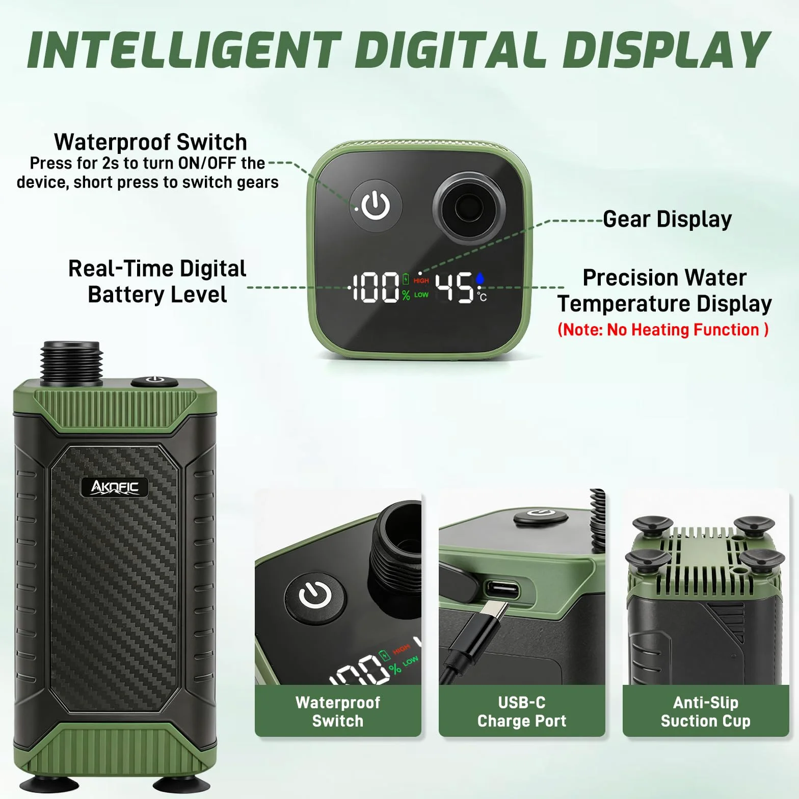 Campingdusche mit Pumpe, 8000mAh Camping Dusche mit Akku und Intelligenter Digitalanzeige, Tragbare Outdoor Mobile Dusche Set mit Duschkopf und 2m Schlauch für Camping Reisen Garten Autowaschen