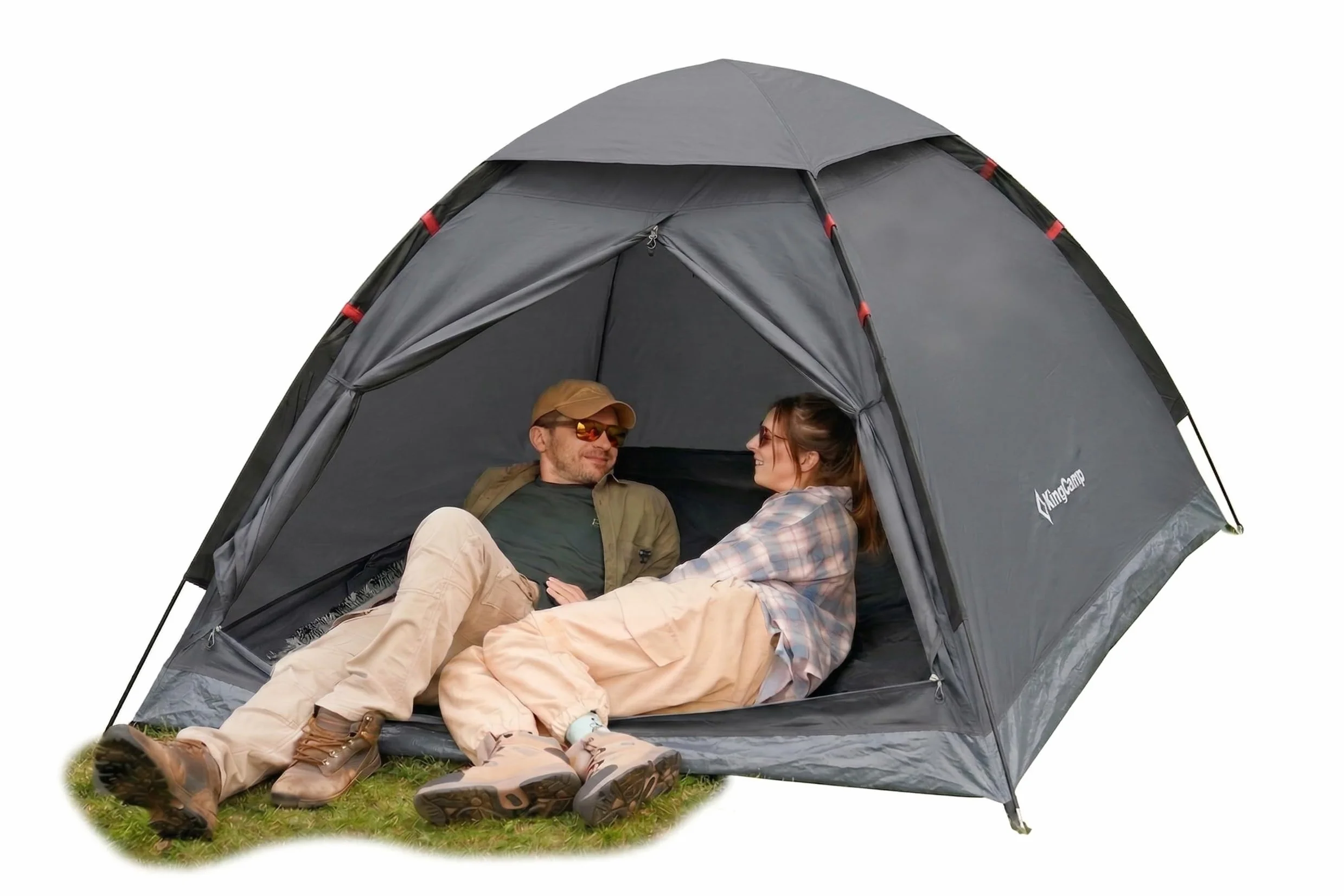 KingCamp 2-3 Personen Zelt Wasserdicht 3000mm Ultraleicht Camping Zelt mit Übergroßer Regenkappe & Reflektierenden Seilen -Kuppelzelte für Festival,Wochenend-Camping, Reisen - 210x180x130cm
