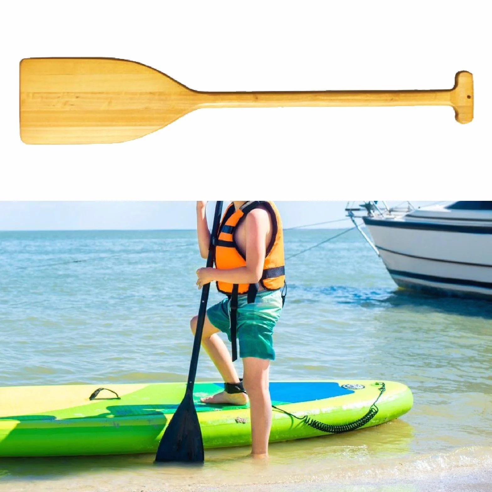 Holz Boots Ruder, Holzpaddelboot Ruder 32 Zoll, Stechpaddel Holz Deko, Wooden Boat Paddle für Heim Büro Bootfahren Kajak Pool Dekoration Rudern Requisiten