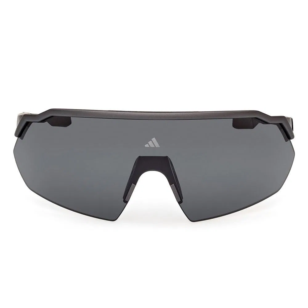 adidas Sport SP0093 Sonnenbrille Herren und Damen, Unisex Sportliche Dünne und Leichte Sonnenbrille, Bildschirm Linsenform, Inklusive Etui, Polarisierte Rauchgläser, Matt Schwarz