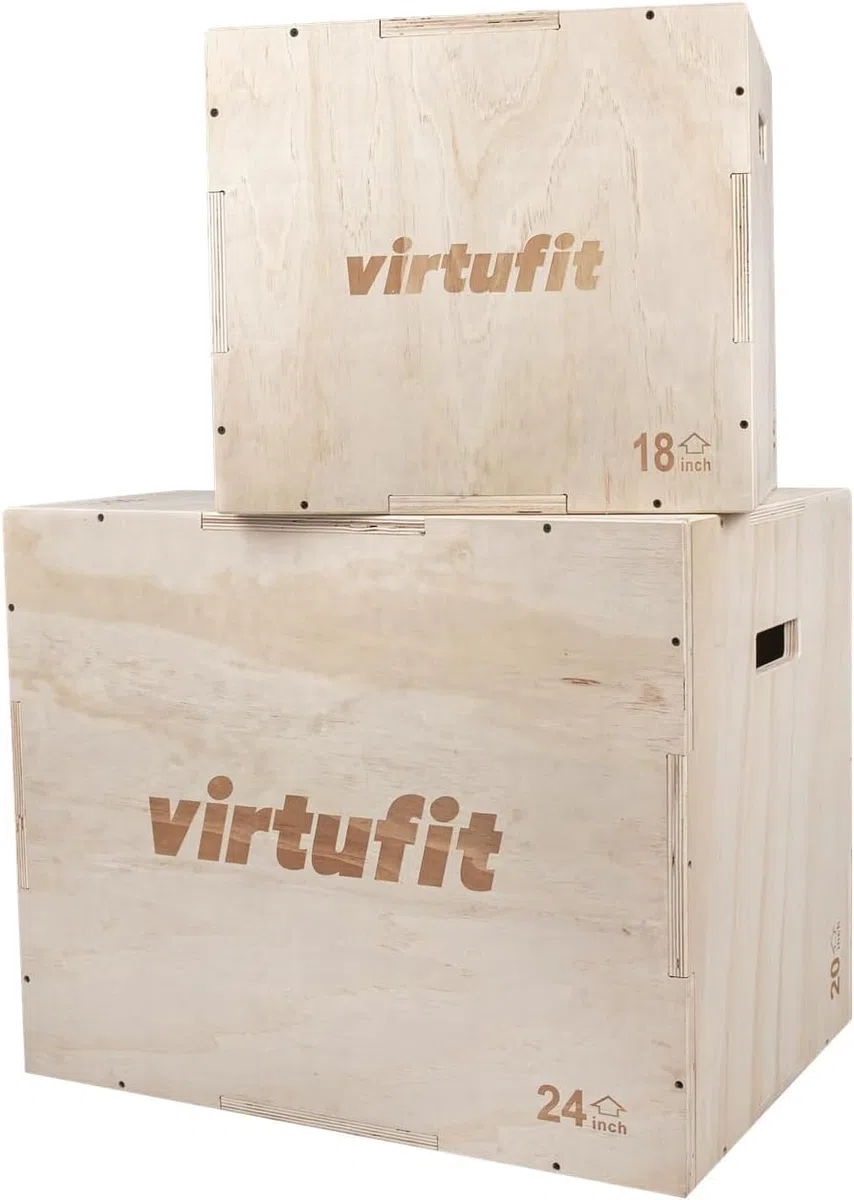 VirtuFit Holz-Plyo-Box 3-in-1 - Klein - 40 x 45 x 50 cm - Jump Box - Plyometrische Speungbox