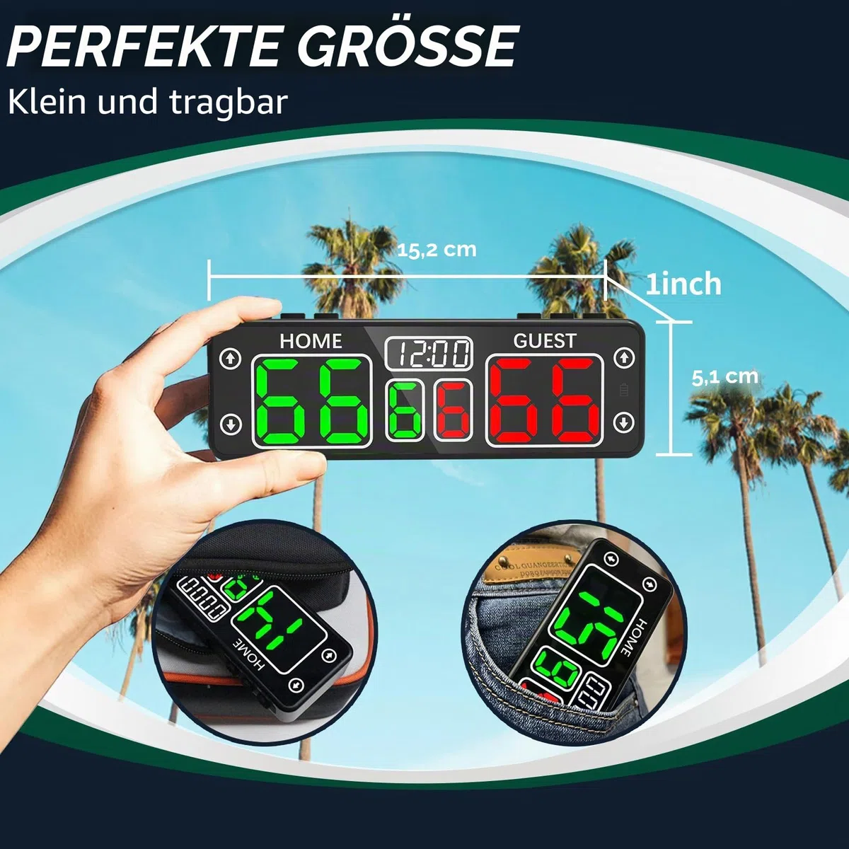 YZ Digitale Anzeigetafel mit Timer, Mini-Magnetanzeige, elektronisch, LED, tragbar, Punktezähler, Basketball, Cornhole Scoreboard, für Indoor- und Outdoor-Spiele