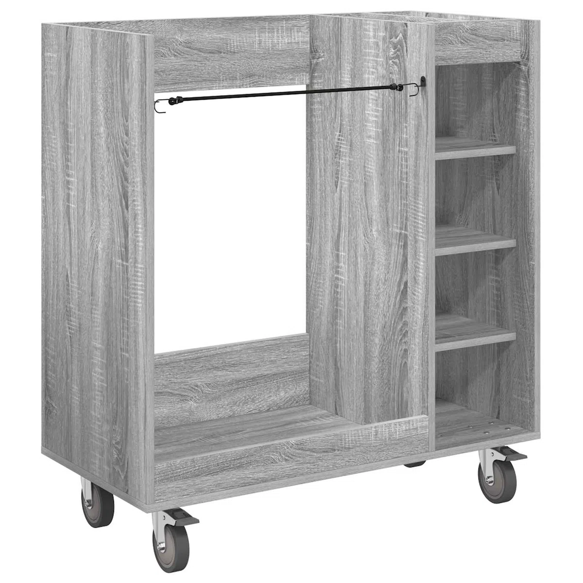 Gecheer Golfschrank, freistehend mit Rädern, Grau Sonoma, 90 x 45 x 98 cm, Holz, Regale für Garage, Aufbewahrung, Golfzubehör