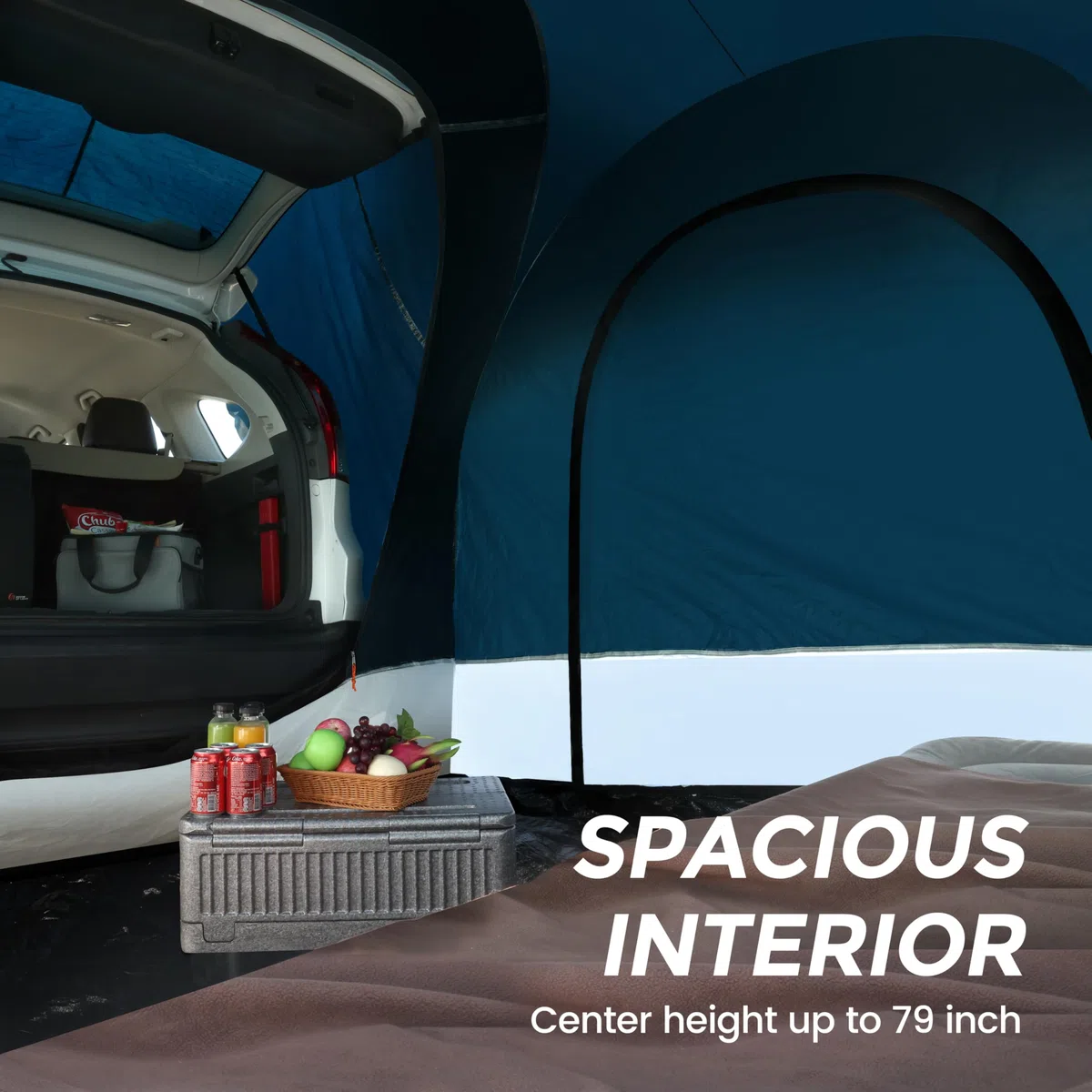 SUV Zelt zum Camping, 6 Personen Auto Campingzelt, SUV Heckklappenzelt für den Außenbereich, einfach aufzubauendes Zelt mit Regendach,250x250cmx210cm,für Auto, CUV, Bus, Minivan