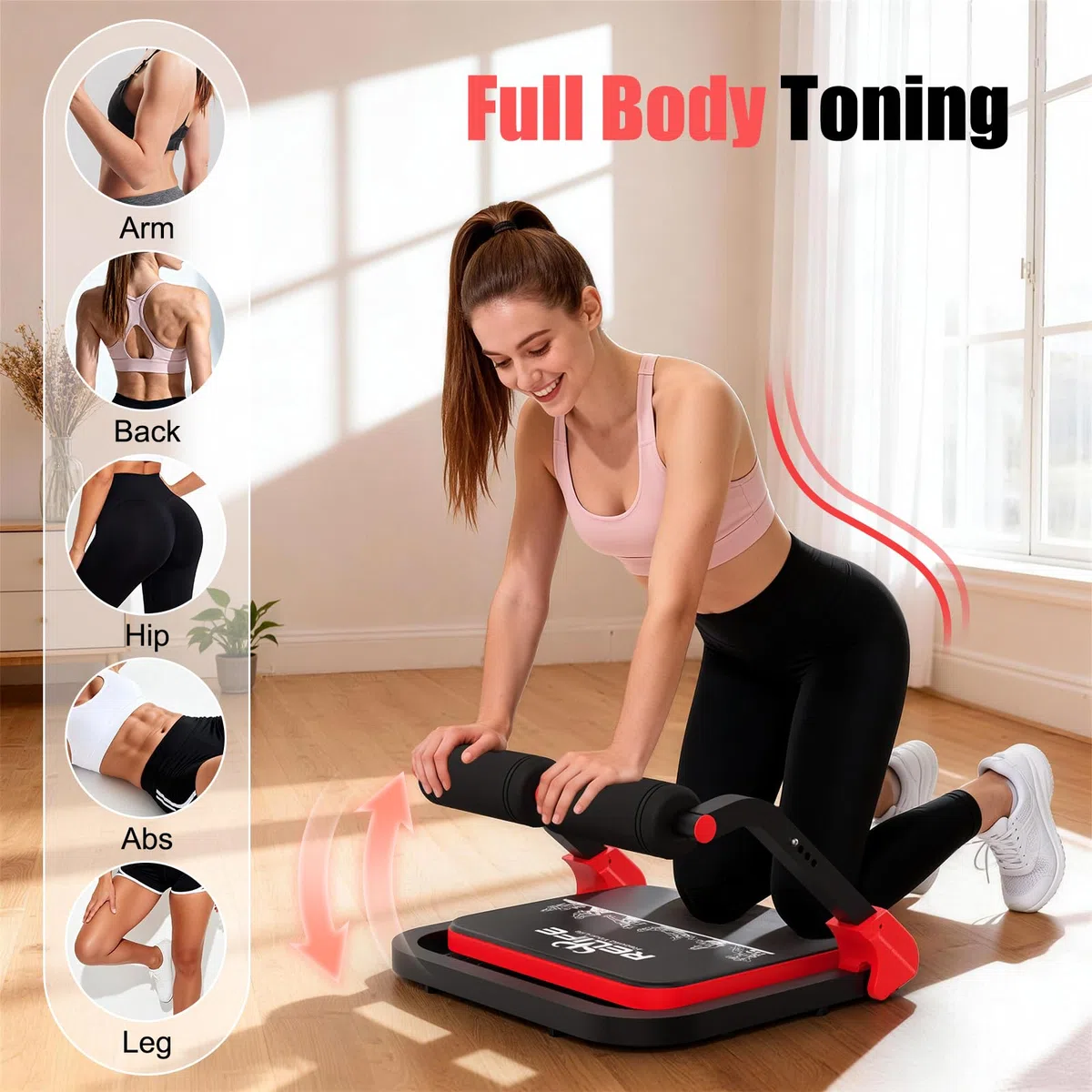 RELIFE REBUILD YOUR LIFE Bauchmuskeltrainer Bauchtrainer für Zuhause Gerät Zusammenklappbar & 3 Widerstandsstufen Bauch Beine Po Training Core Ab Machine Abdominal Trainers