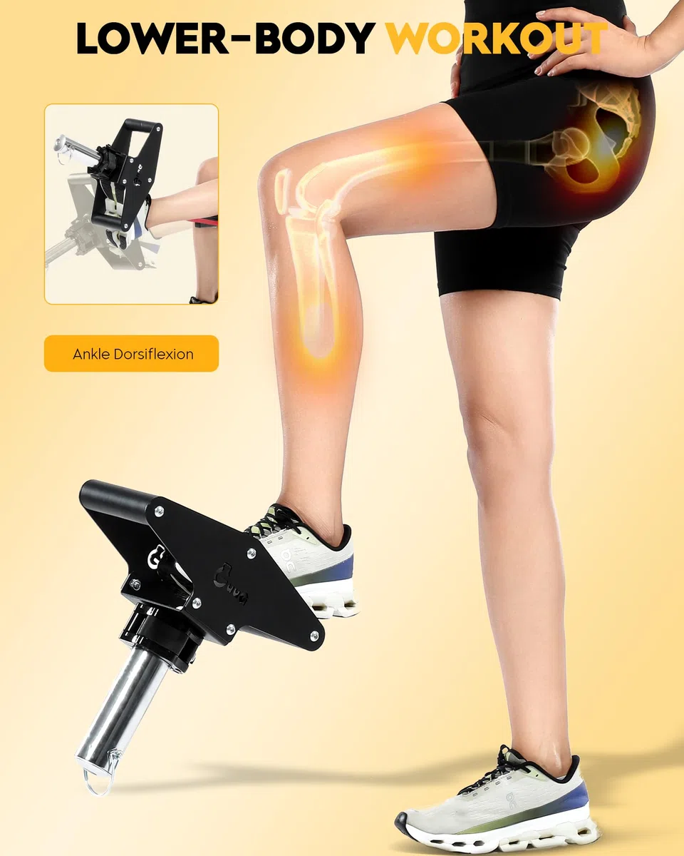 GuuG Tib Bar Tibialis Trainer: Schienbeintrainer Wadendehner Knees Over Toes Bein Trainingsgerät Knöchel Krafttraining Shin für Fitness Training Gym Zuhause 25/50 mm Olympische Gewichtsscheiben