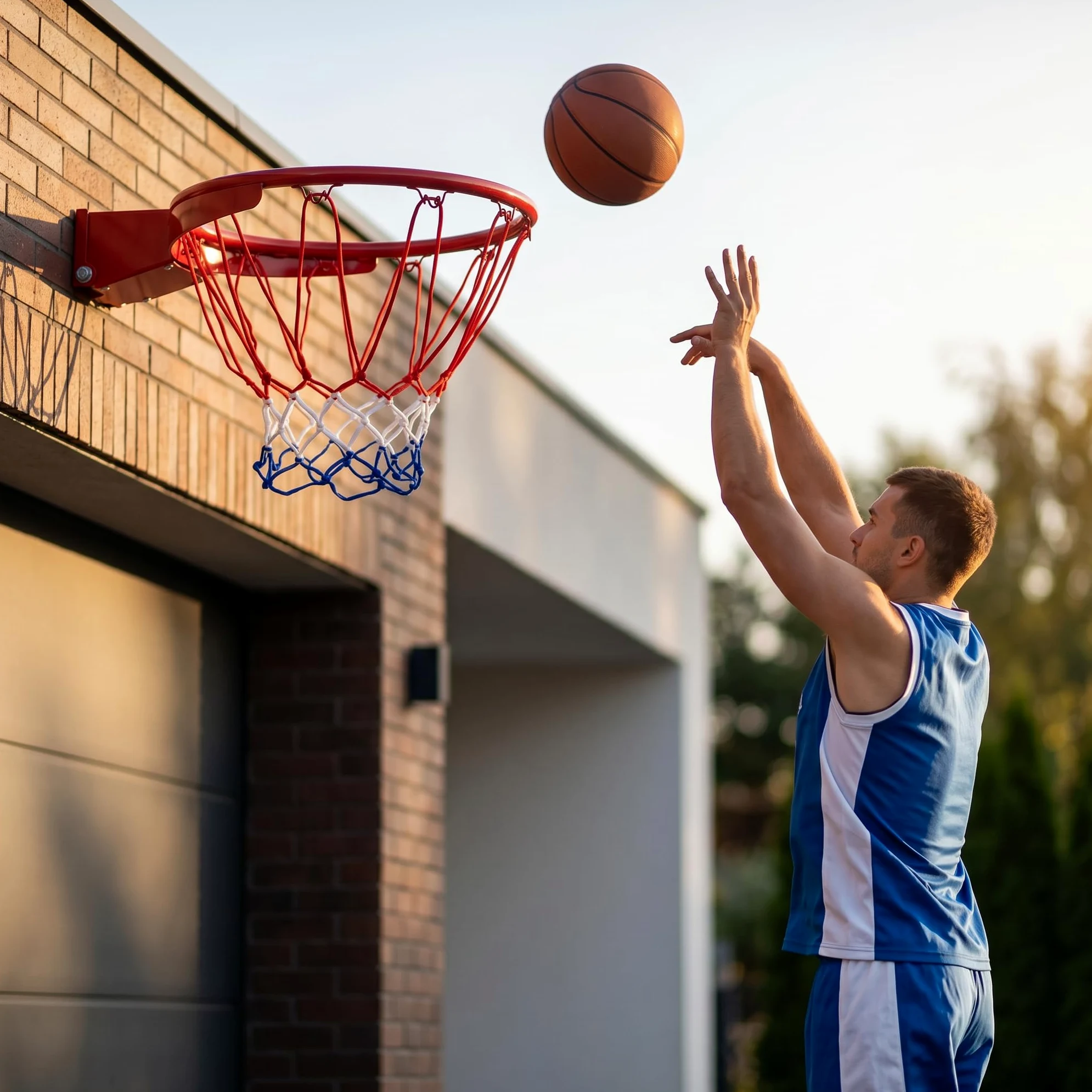 molti Basketballkorb Outdoor Wandmontage Ø 45 cm Basketballring mit Netz Kipp-Mechanismus mit zertifizierten Federn kippbarer Basketball