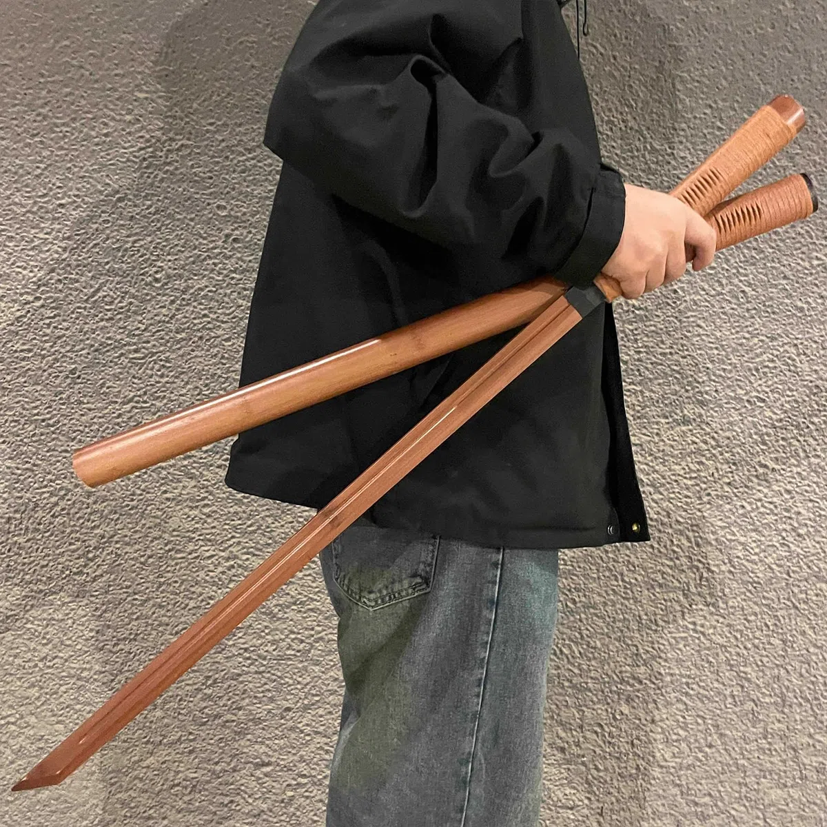 100 cm langes Katana-Trainingsschwert aus natürlichem Bambus,handgefertigtes Bokken,Samuraischwert aus Holz für Kendo-Training,Ausstellung,Cosplay,Requisiten,Geschenke (braun,beige)