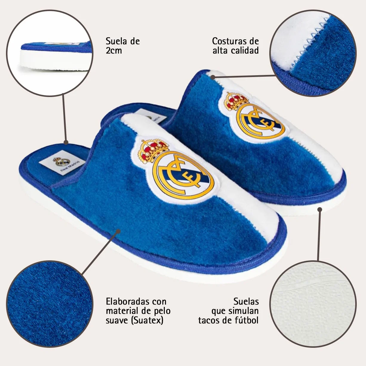 MARPEN SLIPPERS, Real Madrid CF Hausschuhe, offizielle Saison 24/25, für Herren oder Damen, leicht, für den Winter