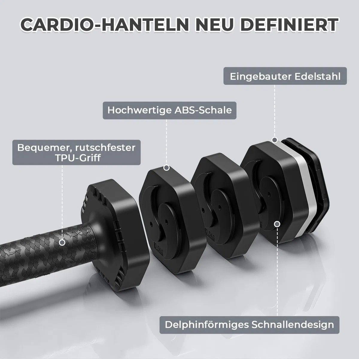 Dripex Hanteln Set 2,5kgx2 und 5kgx2 oder 7,5kgx2, Verstellbare 6 Hantelplatten mit Einem Gewicht von 0,25 kg oder 0,5 kg oder 0,75 kg für Frauen und Männer für Home Gym