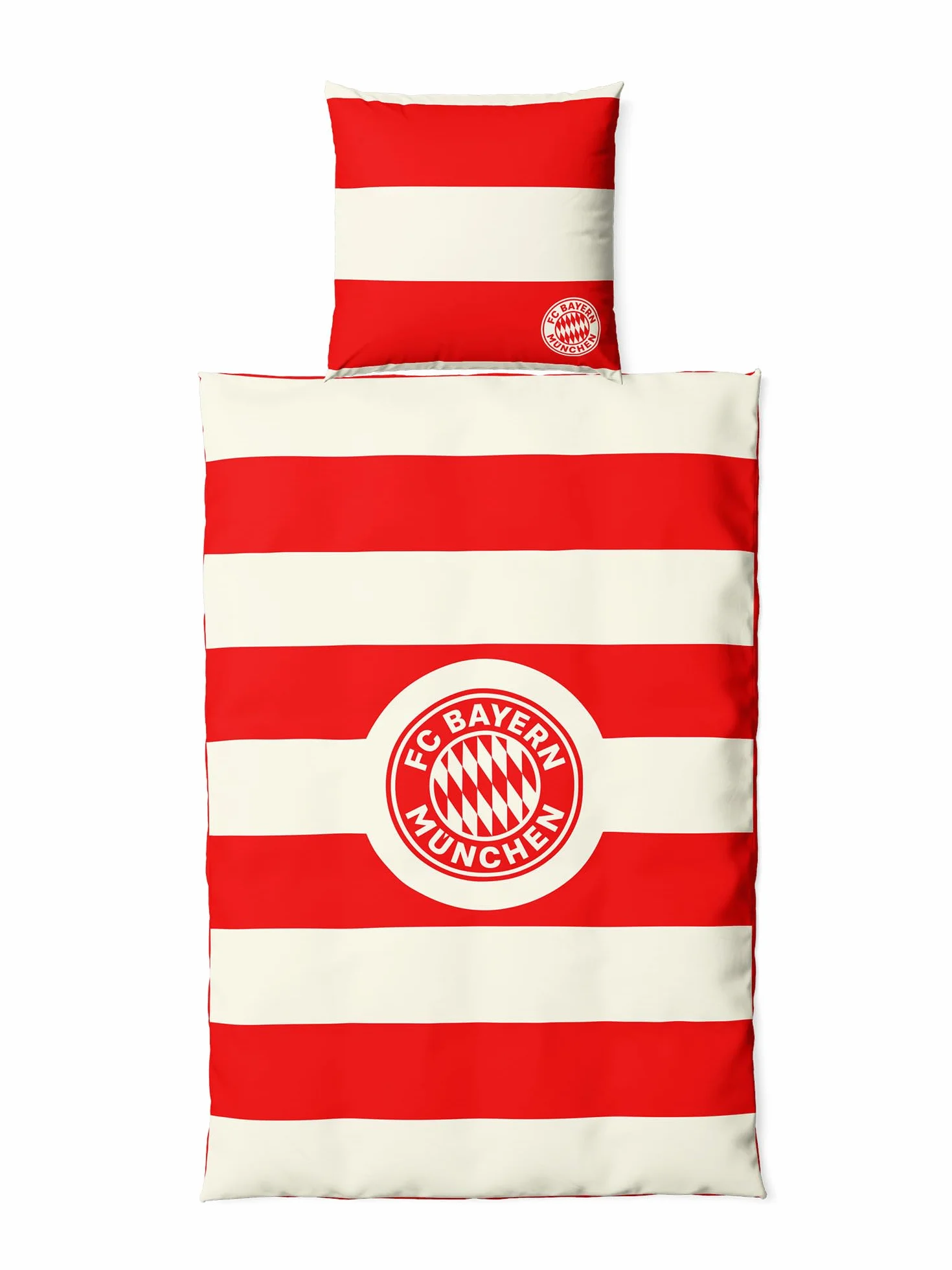 FC Bayern München Bettwäsche Flanell 135 x 200 cm (Rot/Weiß) I Feinbiber Bettbezug mit Kissenbezug 80 x 80 cm & Vereinswappen I Offiziell lizenziert
