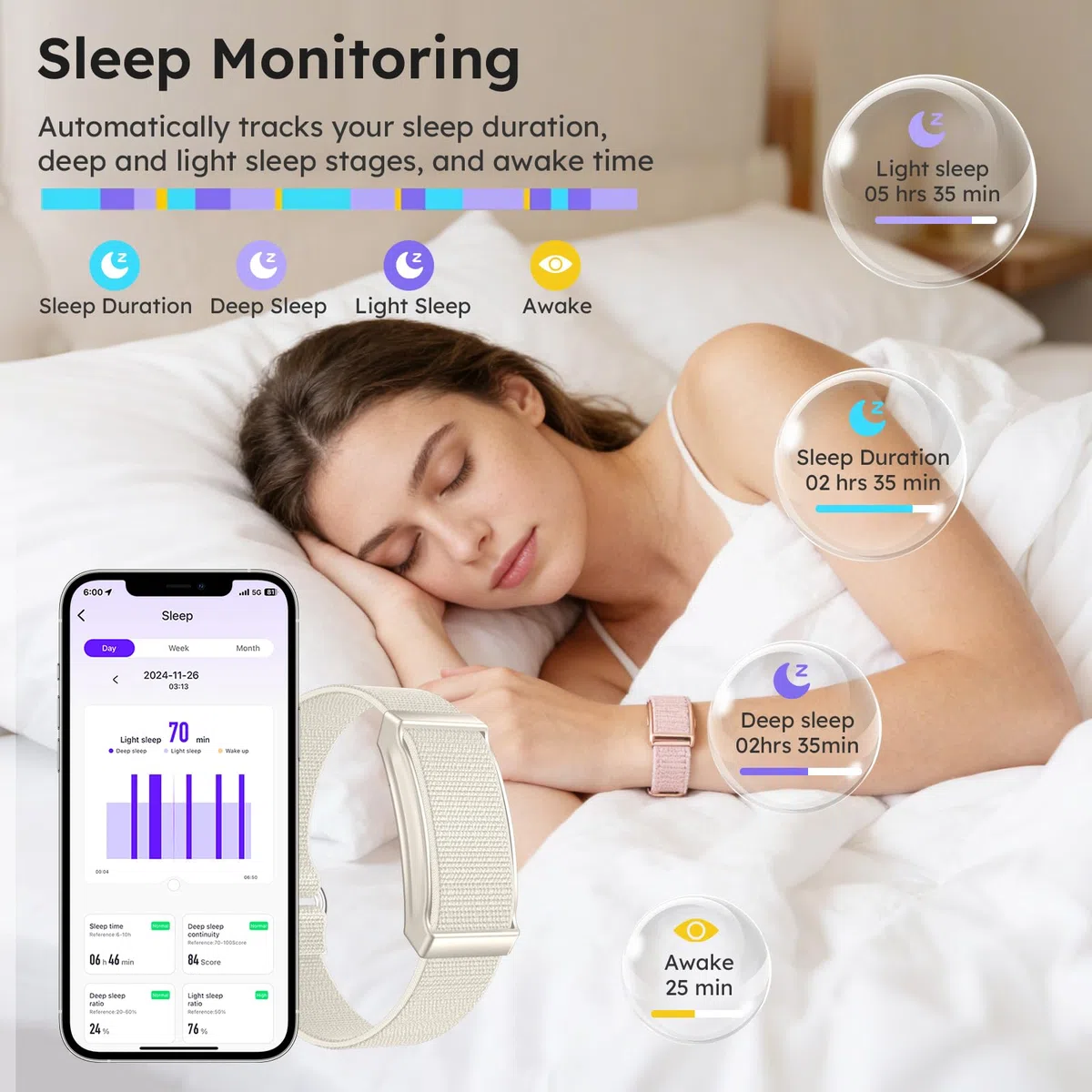 Fitness Armband ohne Display mit 2 Armbänder, Smart Band Aktivitätstracker Schlaftracker Schrittzähler Langer Akkulaufzeit Wecker Armband Vibration Laufuhr