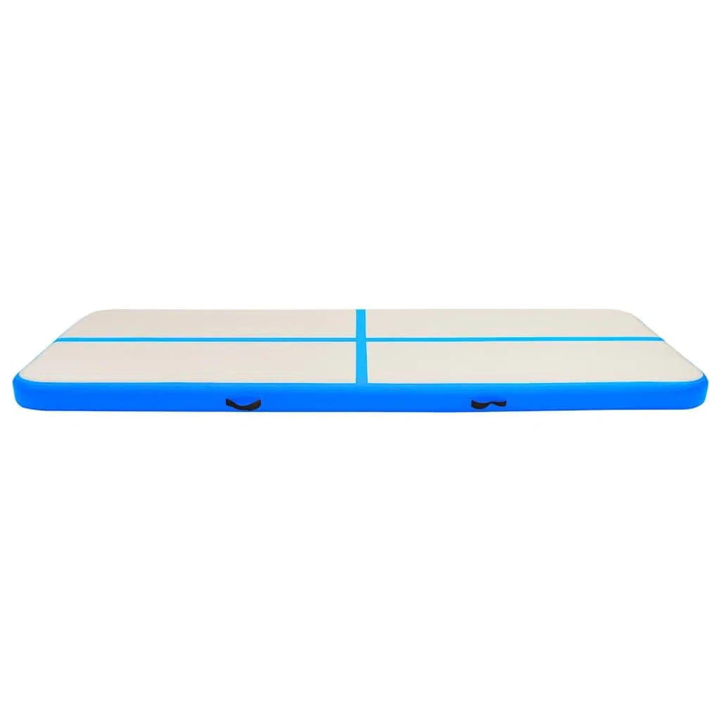 Aufblasbare Gymnastikmatte 500x100x15 cm mit Pumpe - Luftmatte für Turnen, Yoga, Kickboxen, Fitnessmatte Blau