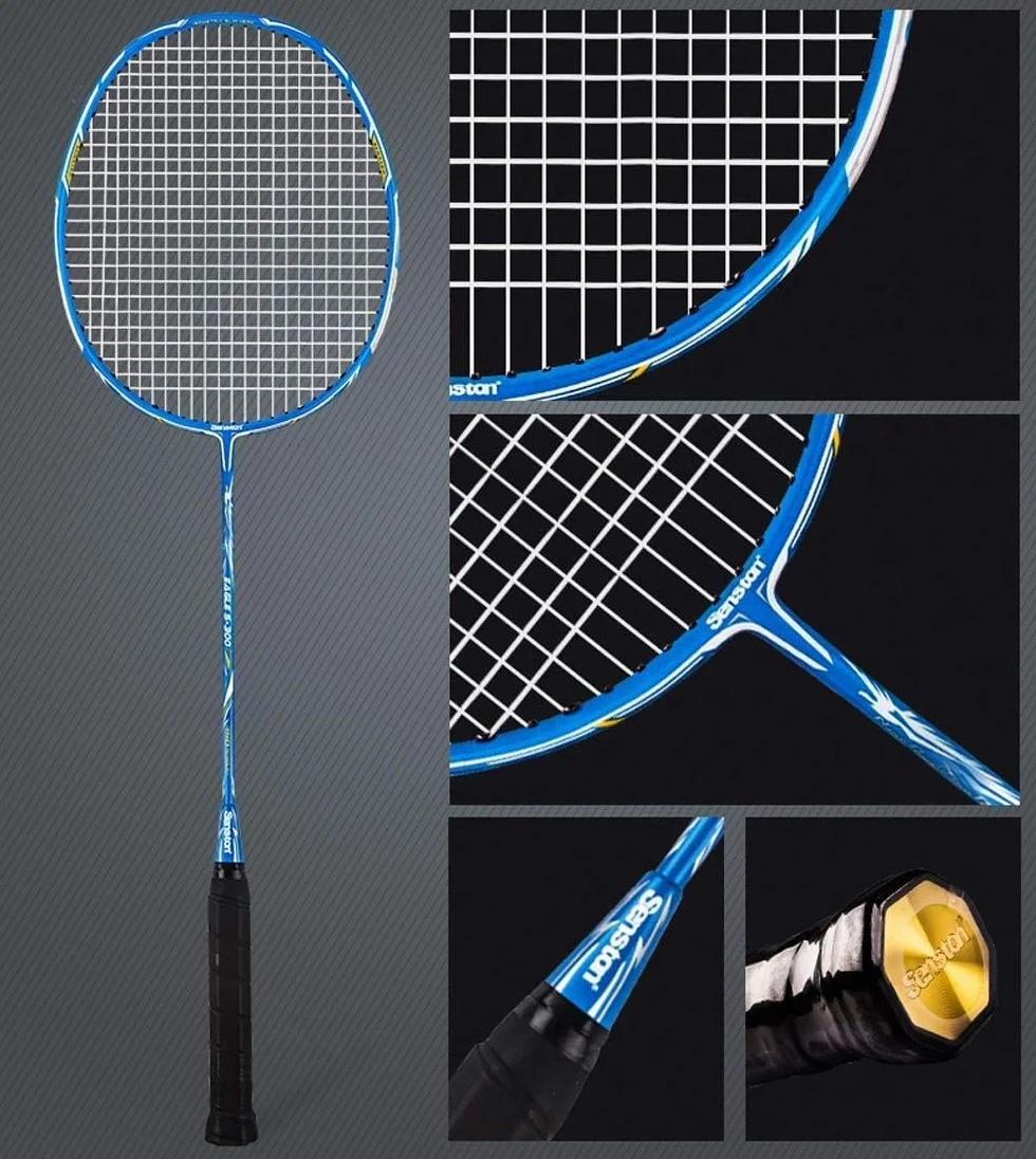 Senston Graphit Badminton Set Badmintonschläger Profi Badminton Schläger mit Schlägertasche und 6 Stück Nylon Federbälle