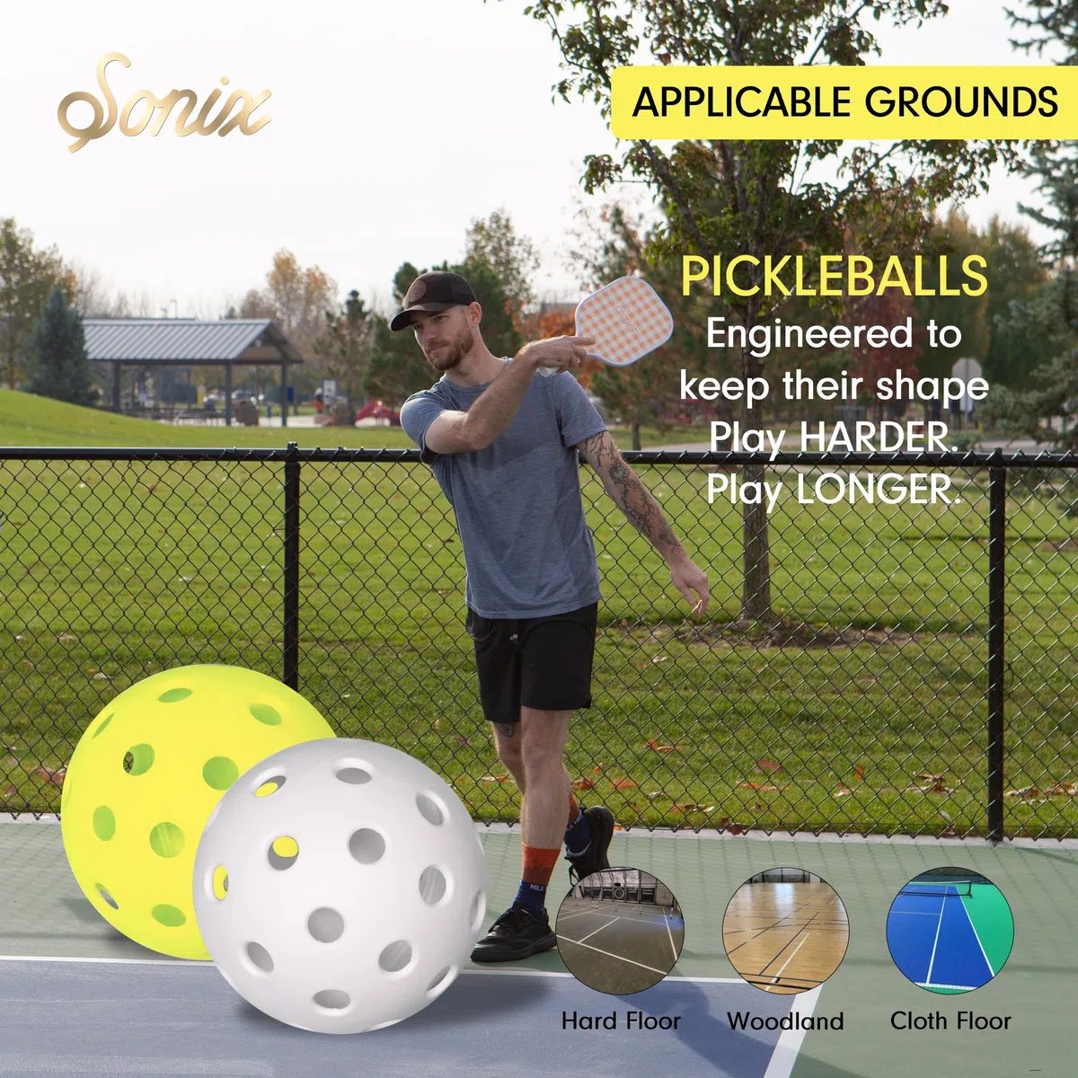 Sonix Pickleball-Paddel mit 2 Schlägern, 4 Bällen und Tasche mit Fiberglas-Oberfläche, USAPA-genehmigt