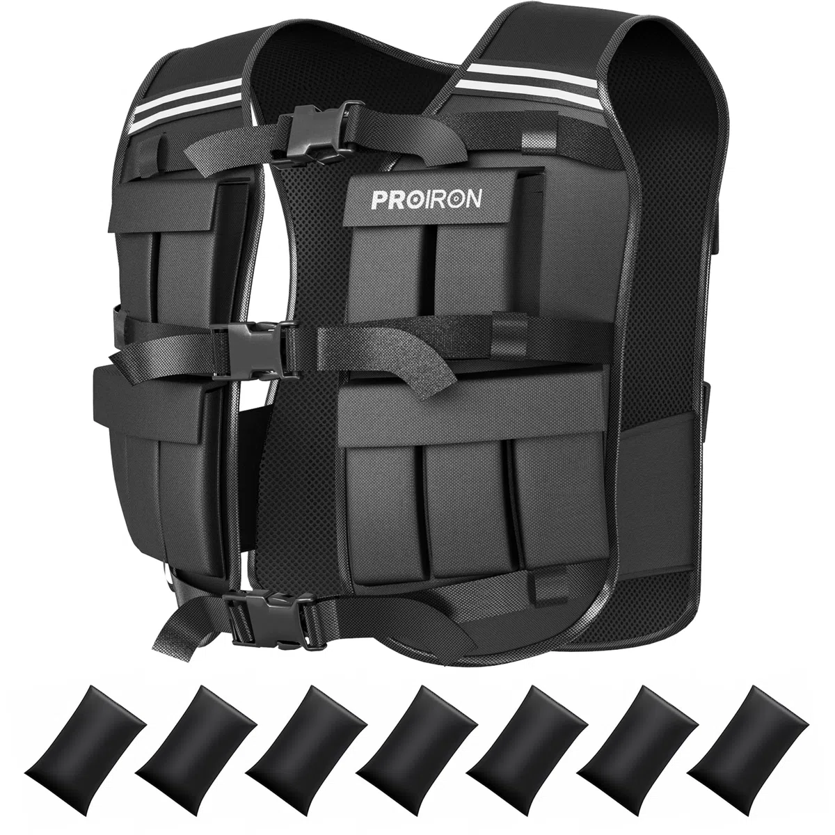 PROIRON Verstellbare Gewichtsweste 10/20kg mit Reflektierenden Streifen für Laufen/Krafttraining/Workout/Jogging und Home Gym.