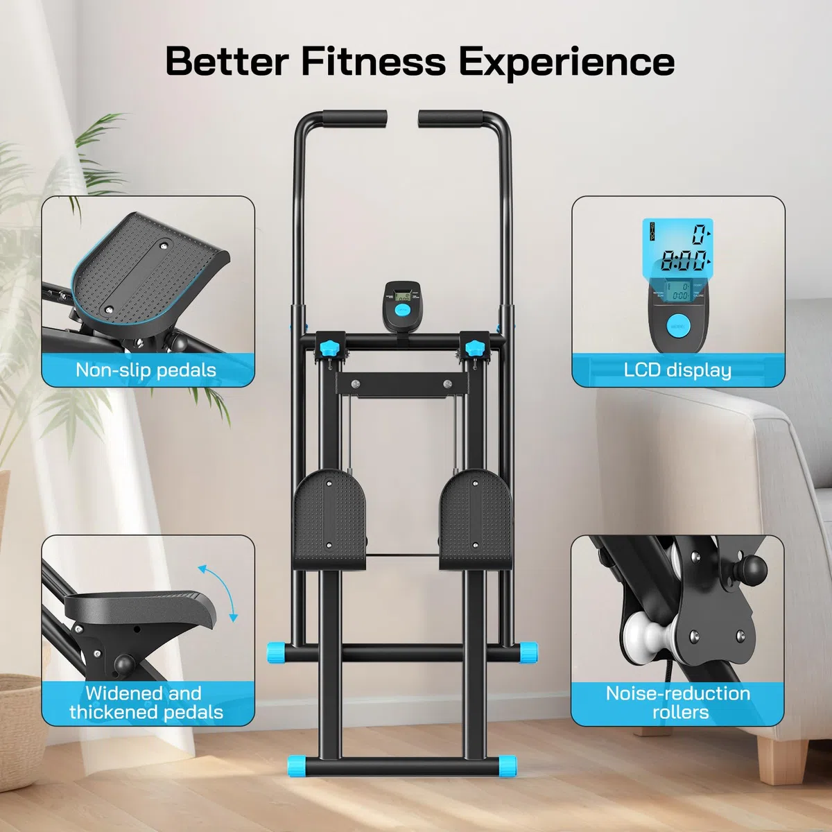 2025 Neues Stepper für Zuhause,Vertical Climber Maschine Stairmaster für Ganzkörper-Workout, Compact Folding Cardio Übung Climber mit erweiterten Schrittweite,verstellbare Lenker & Pedale