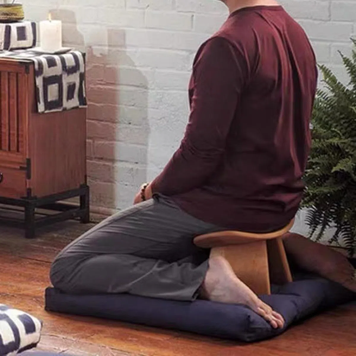 Meditationsbank, Tragbarer Meditationshocker Abgewinkelter Ergonomischer Sitz Runden Kanten Handgefertigt Umweltfreundlich Kniend Holz Kniendes Gebet,2,L