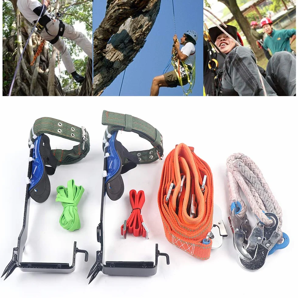 Baumklettern Ausrüstung Set, 100KG Tree Climbing Spike, Baumkletter Werkzeug mit Sicherheitsgurte und Seile, für Absturzsicherung,Baumpfleger,Baumkletterer