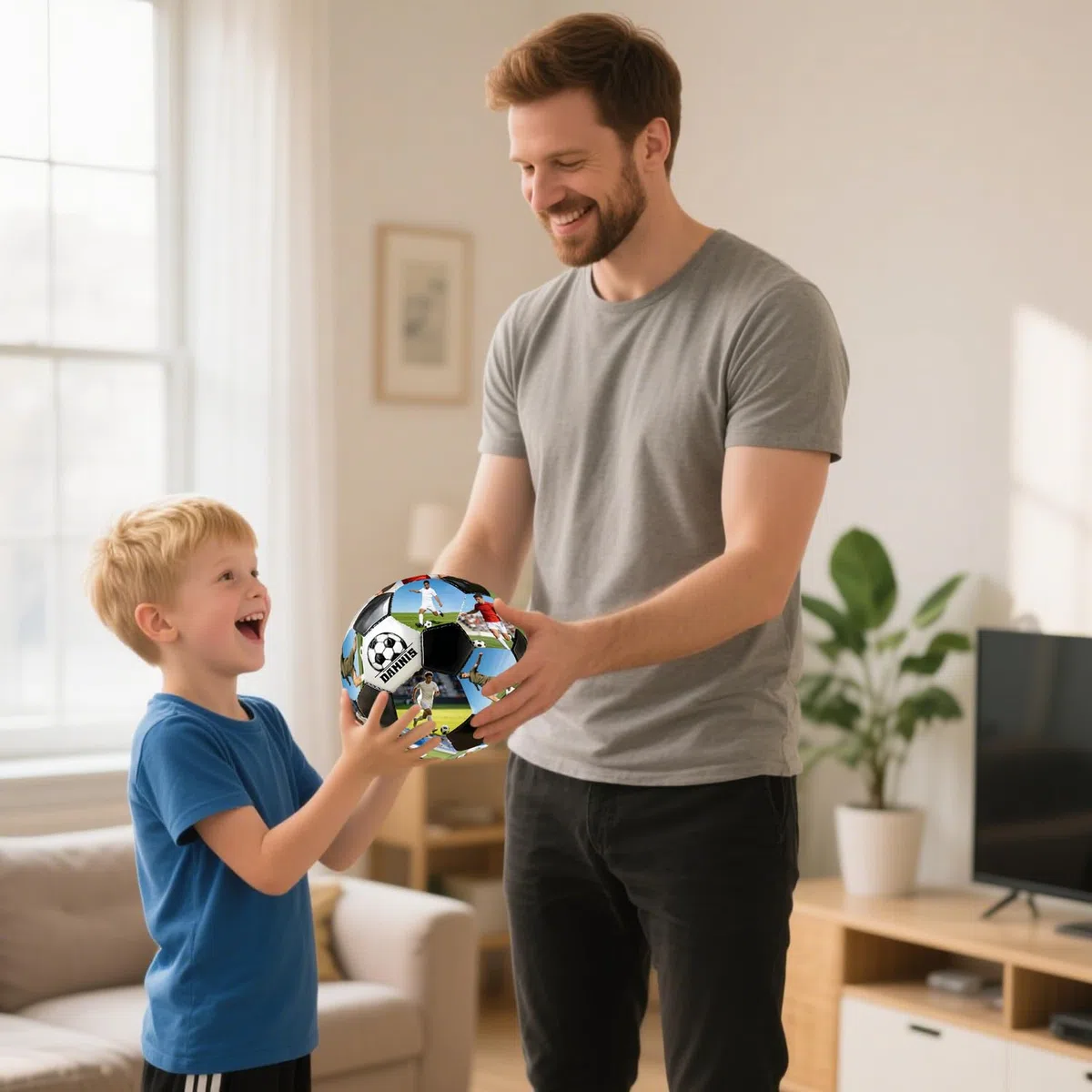 Personalisierter Foto-Fußball mit Namen, personalisiertes Fußball-Geschenk für Sohn, Tochter, Freund, Fußball-Fan, bester Vater aller Zeiten, Geschenke für Papa