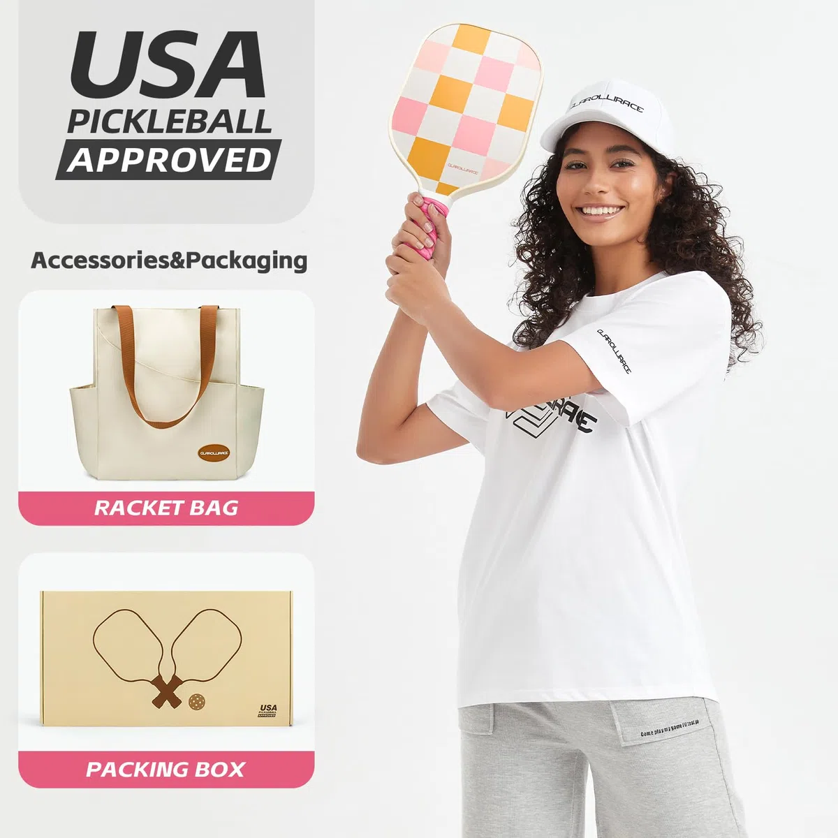 Pickleball Paddles Set of 2 | 4 Pickleball Rackets, USAPA Approved Pickleball Set, Fiberglass | Carbon Fiber Surface & 13 mm PP Honeycomb Core,4 Indoor & Outdoor Pickle Balls