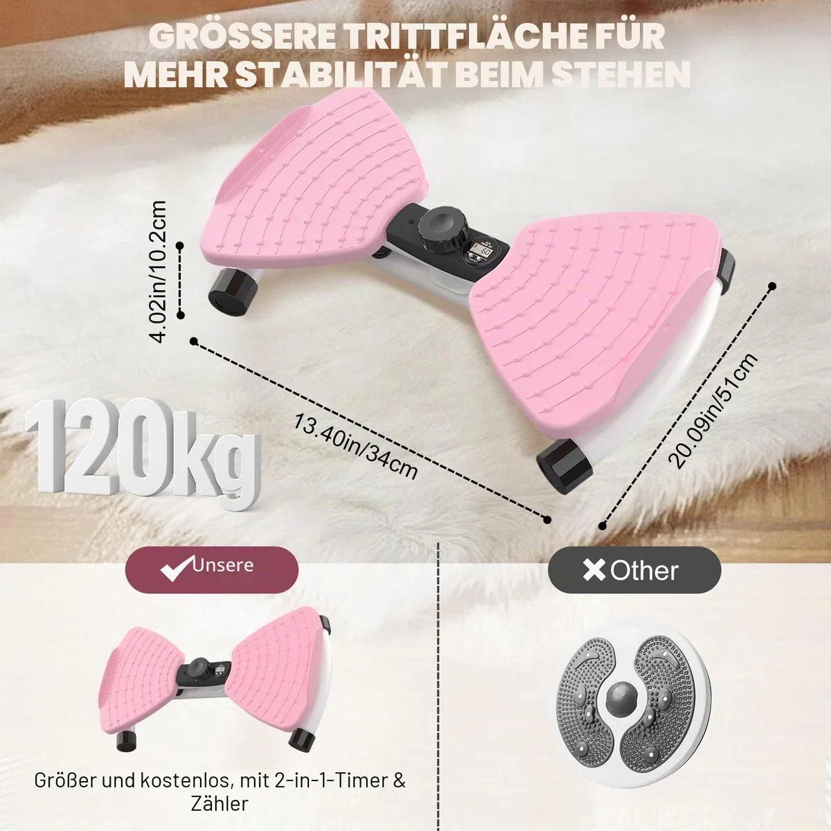 Twist Waist Disc Board mit Schrittzähler & Kordelzug, Twist Fit Drehscheibe Tragkraft 120 kg, Heimsportgerät für Gewichtsverlust, Bauchmuskeltraining, Gleichgewichtstraining, Fußmassage