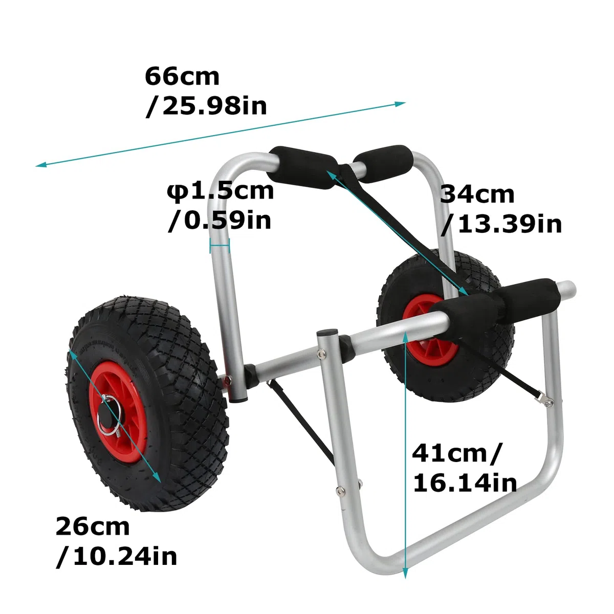Fiqops Kajakwagen Aluminium, Kanuwagen Faltbare bis 80 kg,Transportwagen für Boote Kanu oder Kajak,Bootswagen mit Spannriemen,Tragbar Kajakwagen,Bootstrailer für Kanu und Kajakliebhaber,Kanu Trolley