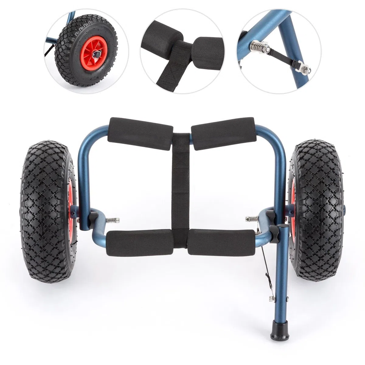 Sea Mule - Kajakwagen, Kanuwagen, Bootswagen, Trolley, Schaumstoffauflagen, abnehmbaren Gummi-Luftreifen, klappbare Stütze, Aluminium eloxiert, faltbar, 60kg max.