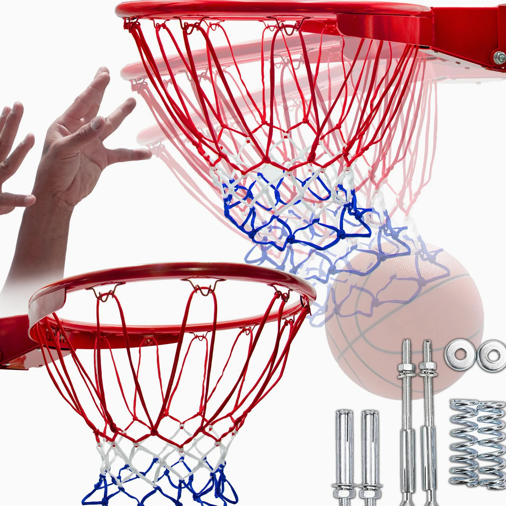 molti Basketballkorb Outdoor Wandmontage Ø 45 cm Basketballring mit Netz Kipp-Mechanismus mit zertifizierten Federn kippbarer Basketball