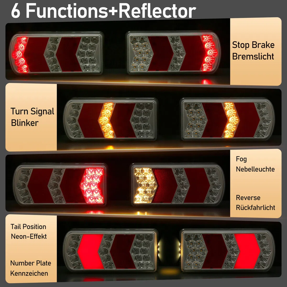 LED Rückleuchten Set für Anhänger 12V/24V, Wasserdicht Anhänger Beleuchtung Rücklichter für Wohnwagen PKW LKW Traktor (7-in-1 Anhaenger Rücklicht Komplettset)