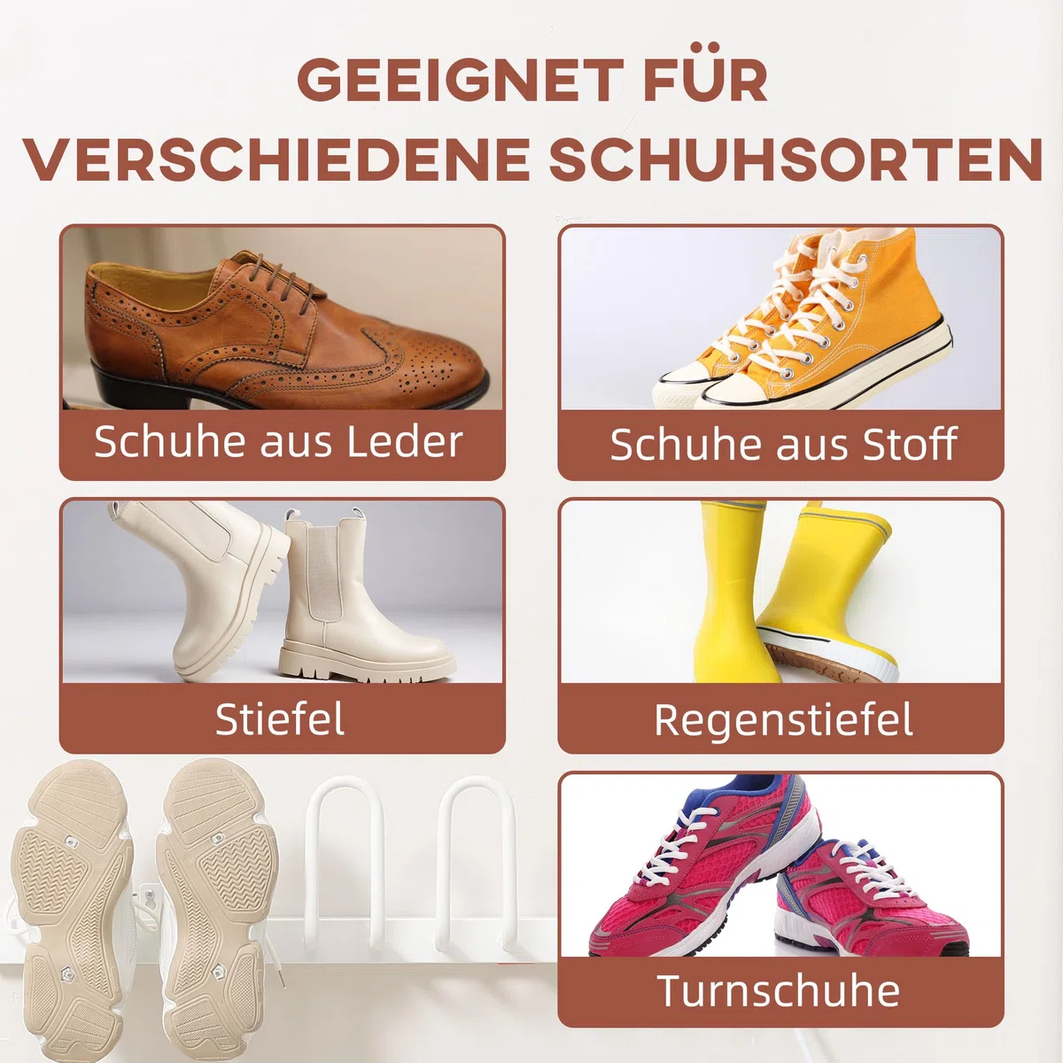 HOMCOM Elektrischer Schuhtrockner 60 W, Wandmontage Stiefelwärmer für 3 Paar Schuhe, Trockengestell für Handschuhe, Socken, Temperatur von 50 bis 55℃ Weiß 76 x 13 x 17 cm
