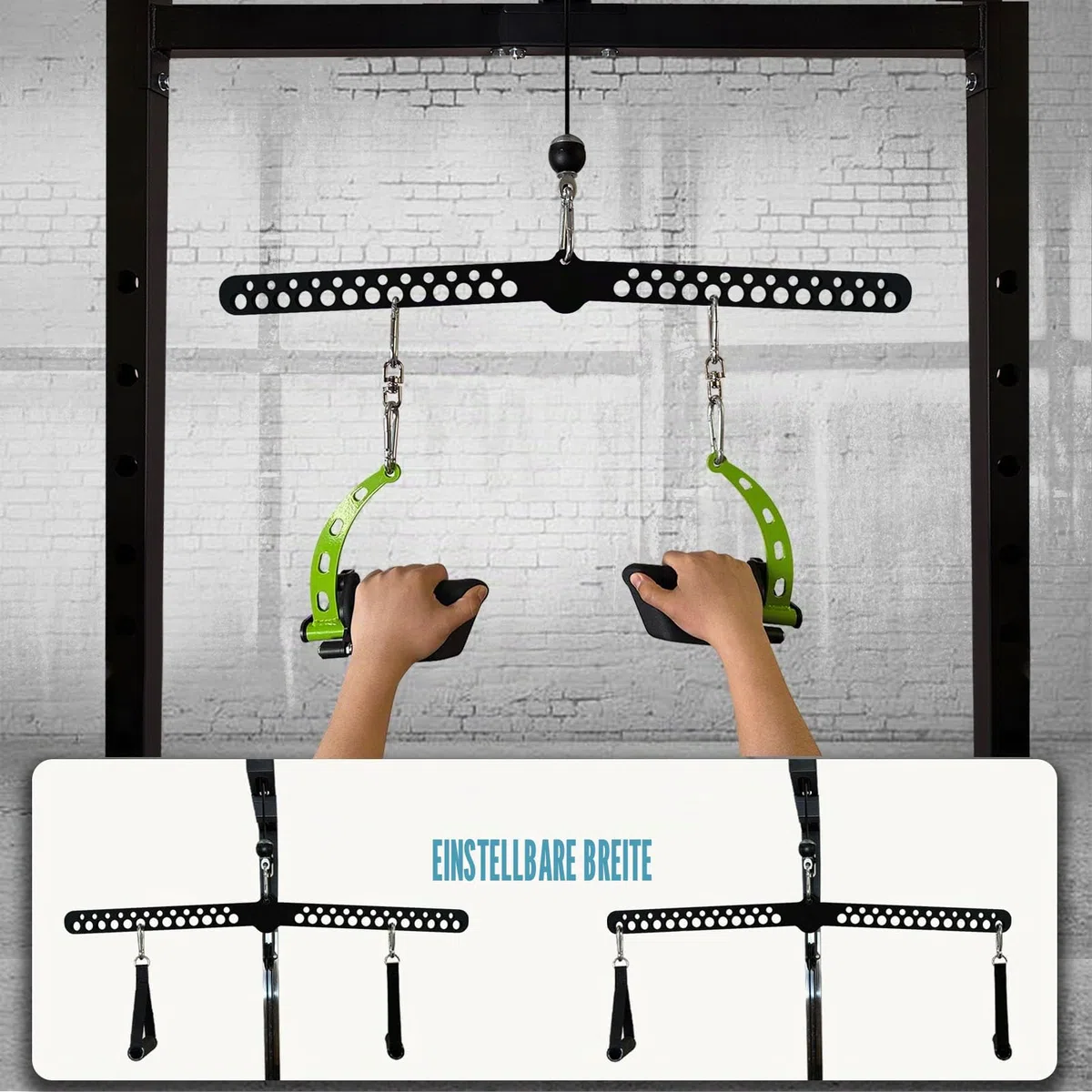 Multi-Grip LAT Pull Down Bar für Home Gym Fitness, Spreizplatte LAT Pulldown Aufsätze für Pulley System Kabelmaschine, Doppel- bis Einzelkabel Befestigung Übungsgriff